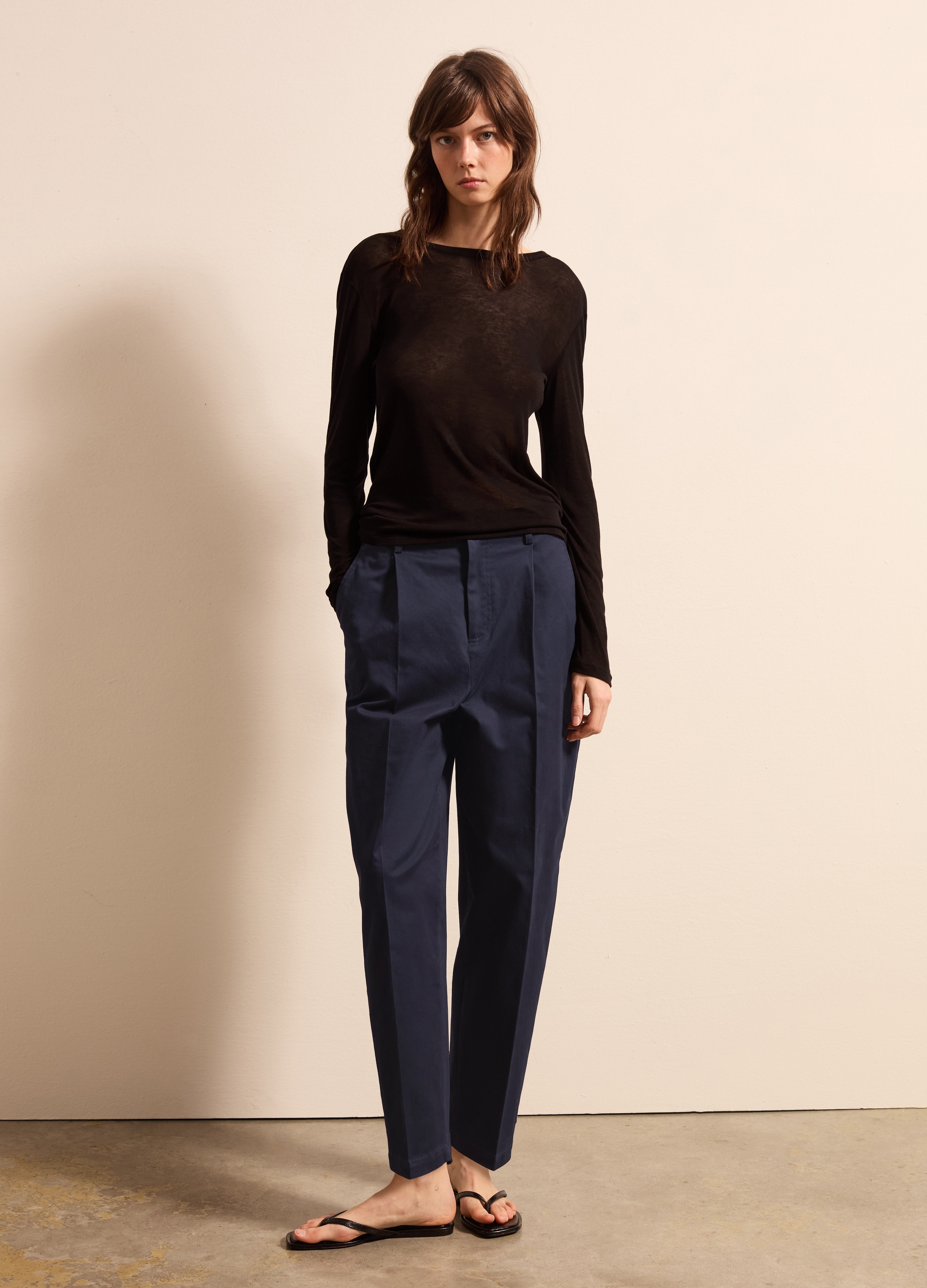 Stefanel - Pantalone carrot fit in cotone stretch, Donna, Blu scuro, Taglia 36