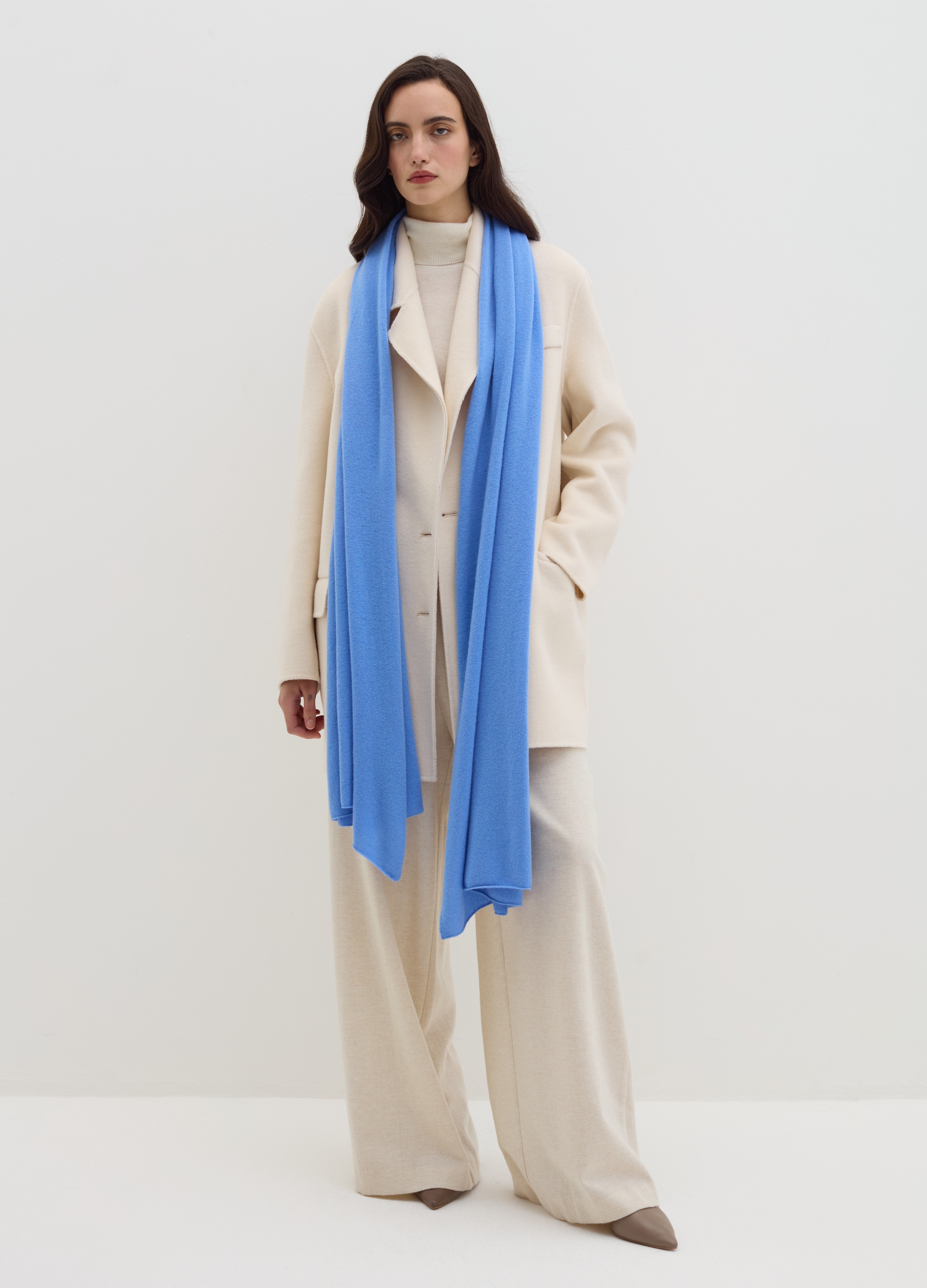 Stefanel - Sciarpa in cashmere, Donna, Blu chiaro, Taglia ONE SIZE