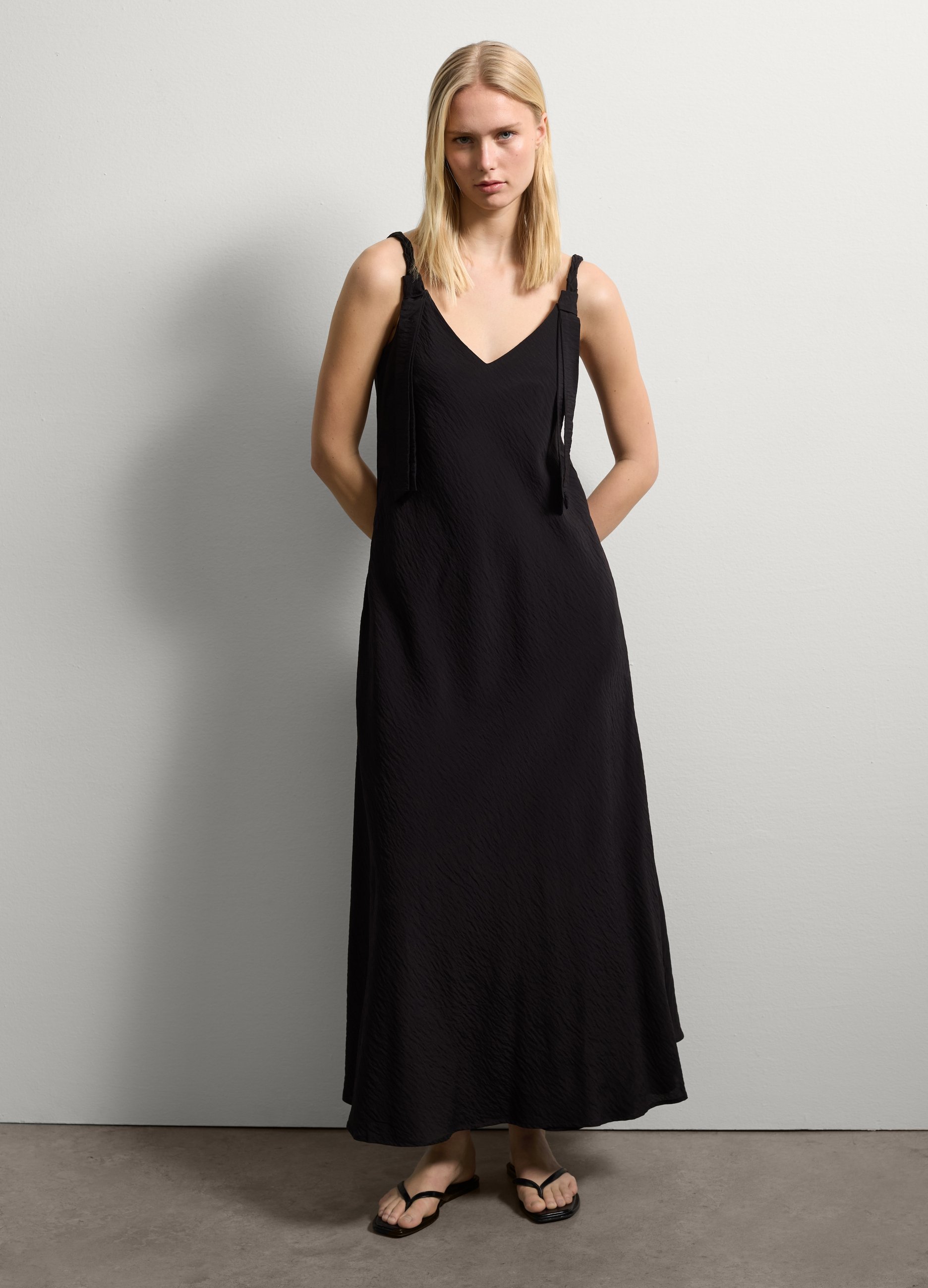 Stefanel - Slip dress con spalline intrecciate, Donna, Nero, Taglia XS