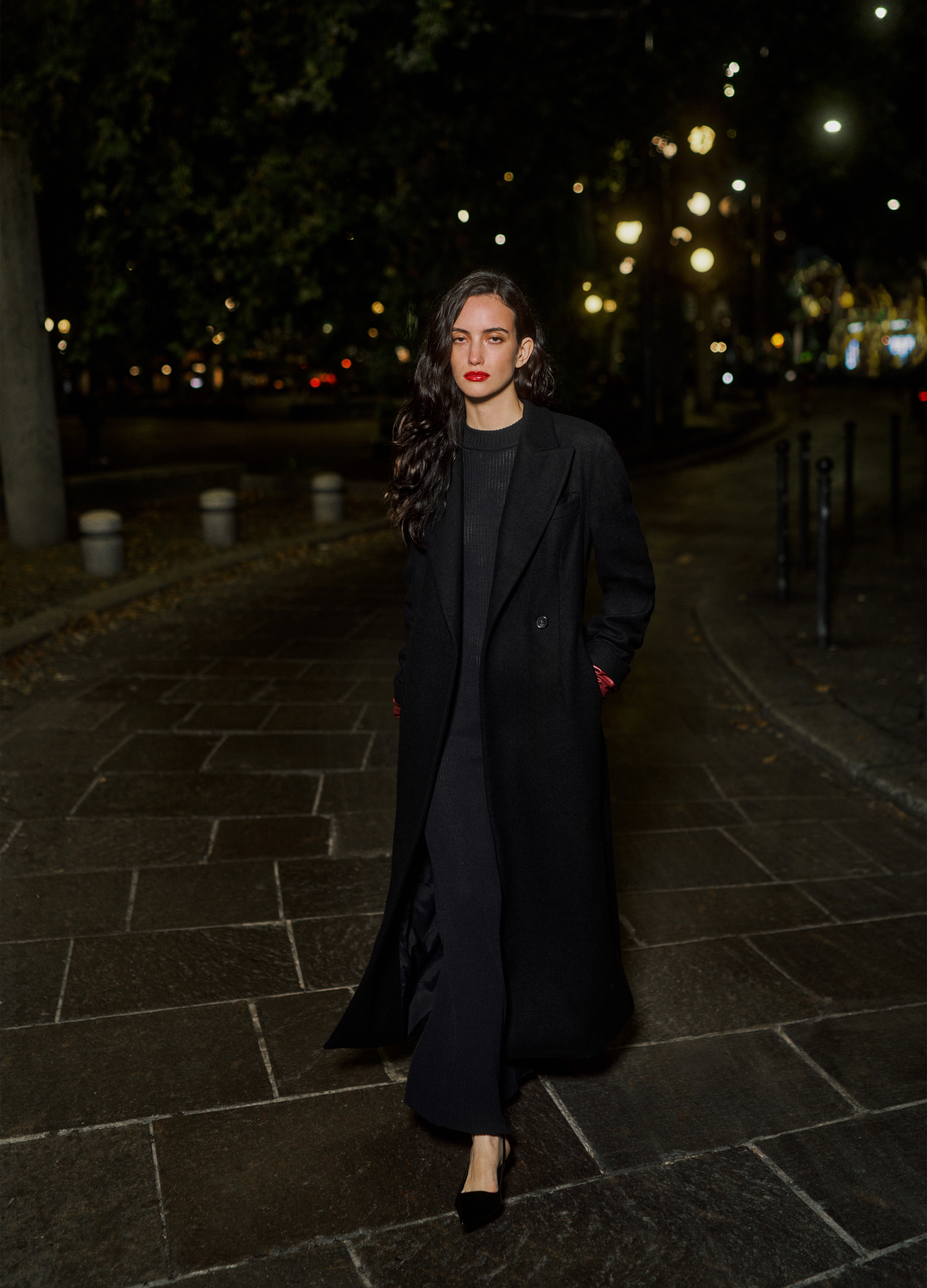 Stefanel - Vestito lungo a coste piatte cut out, Donna, Nero, Taglia XS