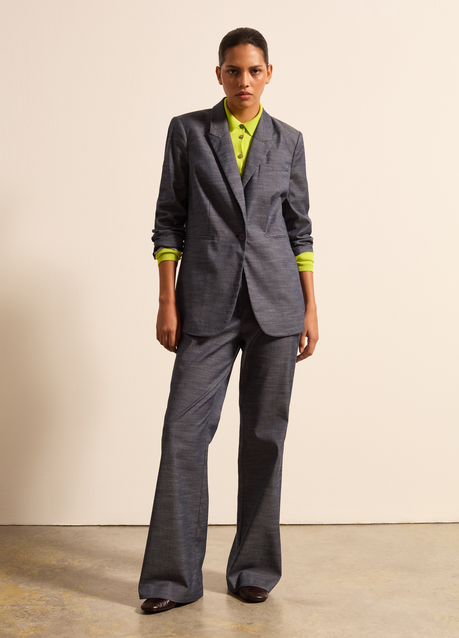 Stefanel - Pantalone flare fit effetto denim, Donna, Blu denim, Taglia 38