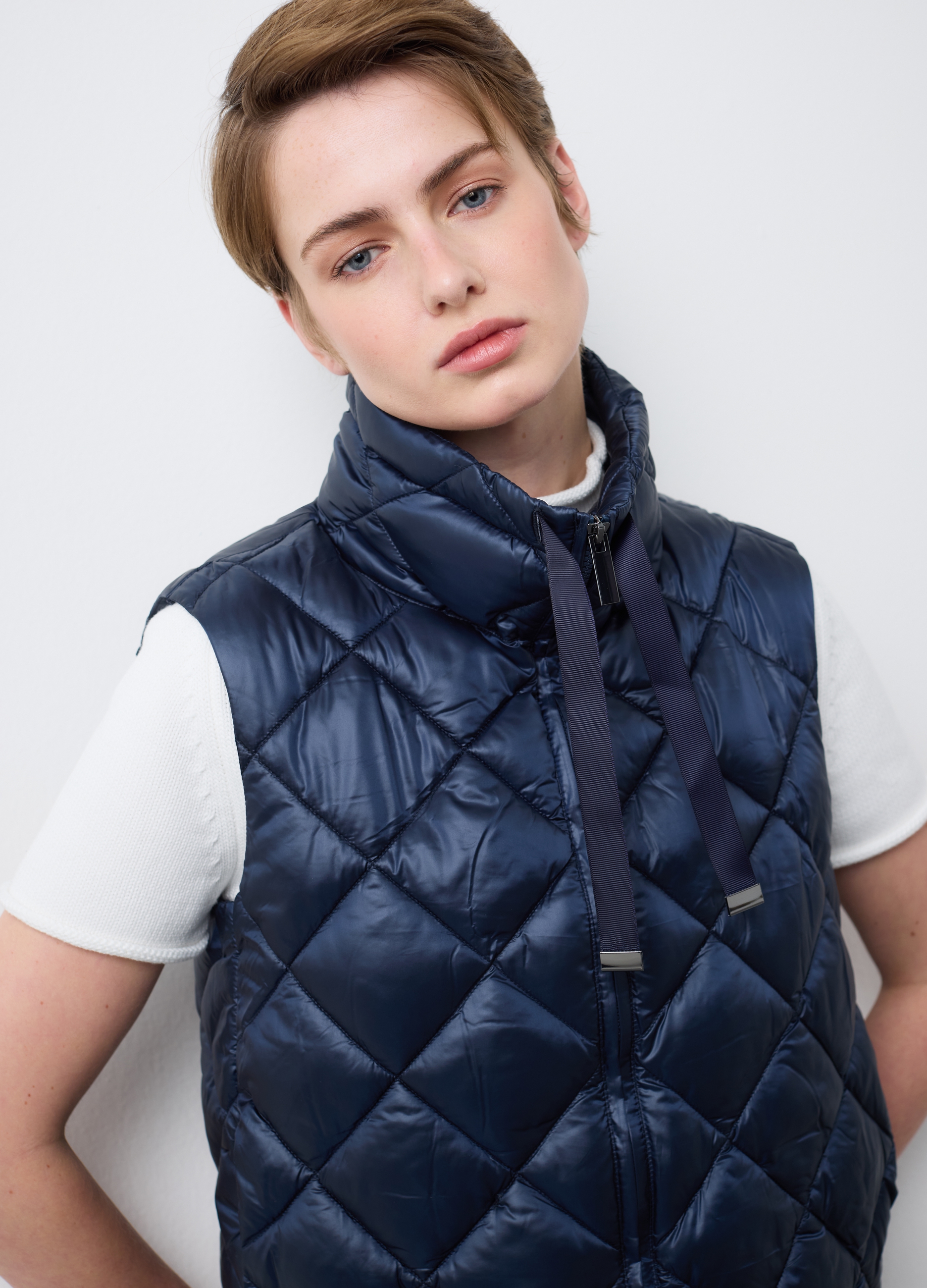 Stefanel - Gilet imbottito blu regular fit con zip, Donna, Blu scuro, Taglia XS