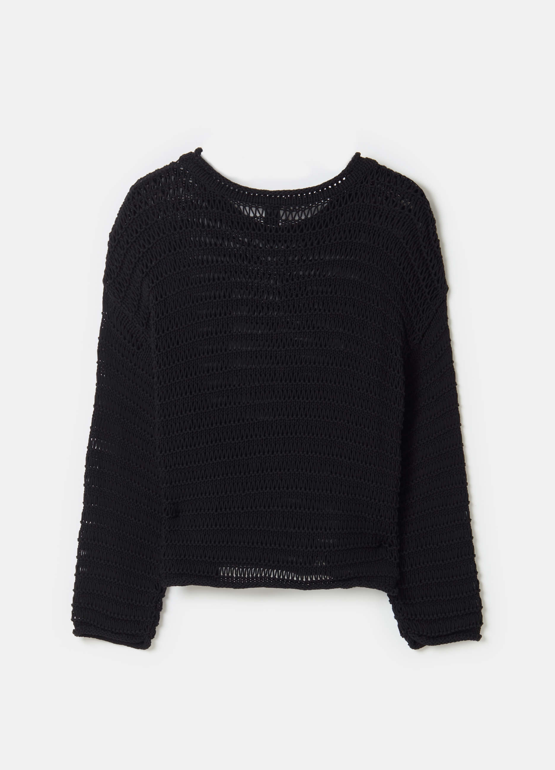 Stefanel - Maglia in cordonetto a coste, Donna, Nero, Taglia XS