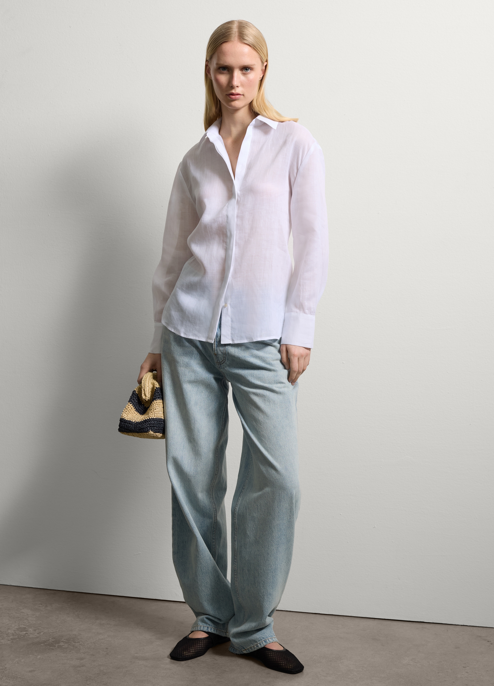 Stefanel - Camicia regular fit in ramiè, Donna, Bianco, Taglia 38