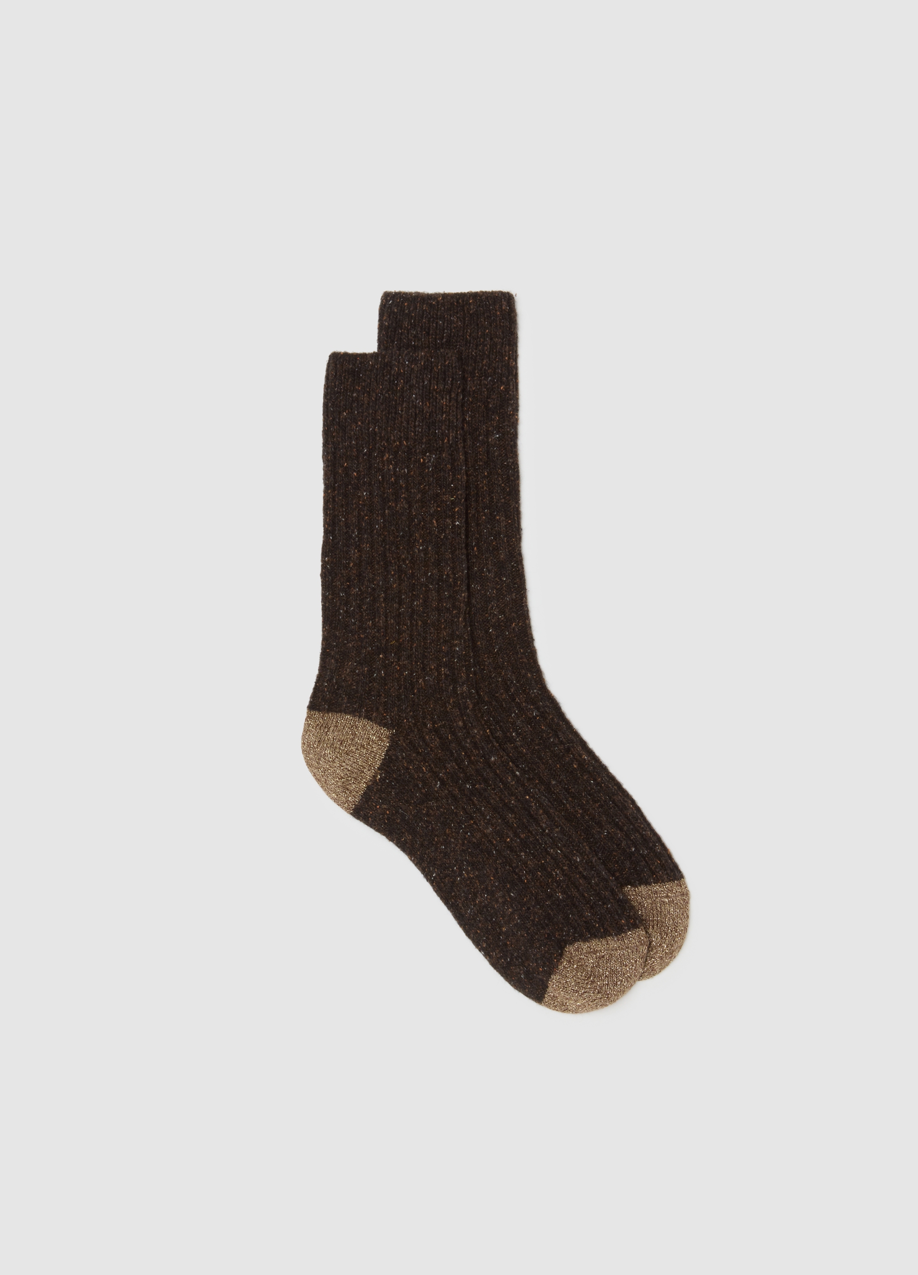 Stefanel - Calzini in misto lana multicolor, Donna, Marrone beige, Taglia ONE SIZE