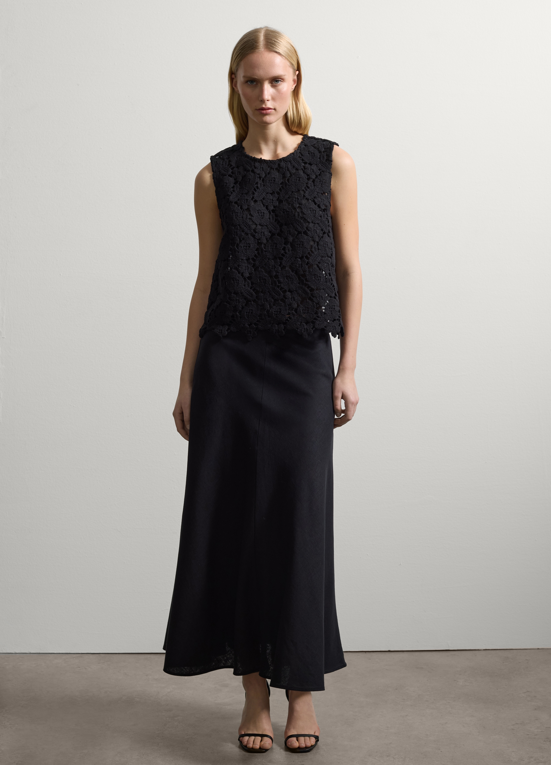 Stefanel - Tank top in pizzo, Donna, Nero, Taglia XS