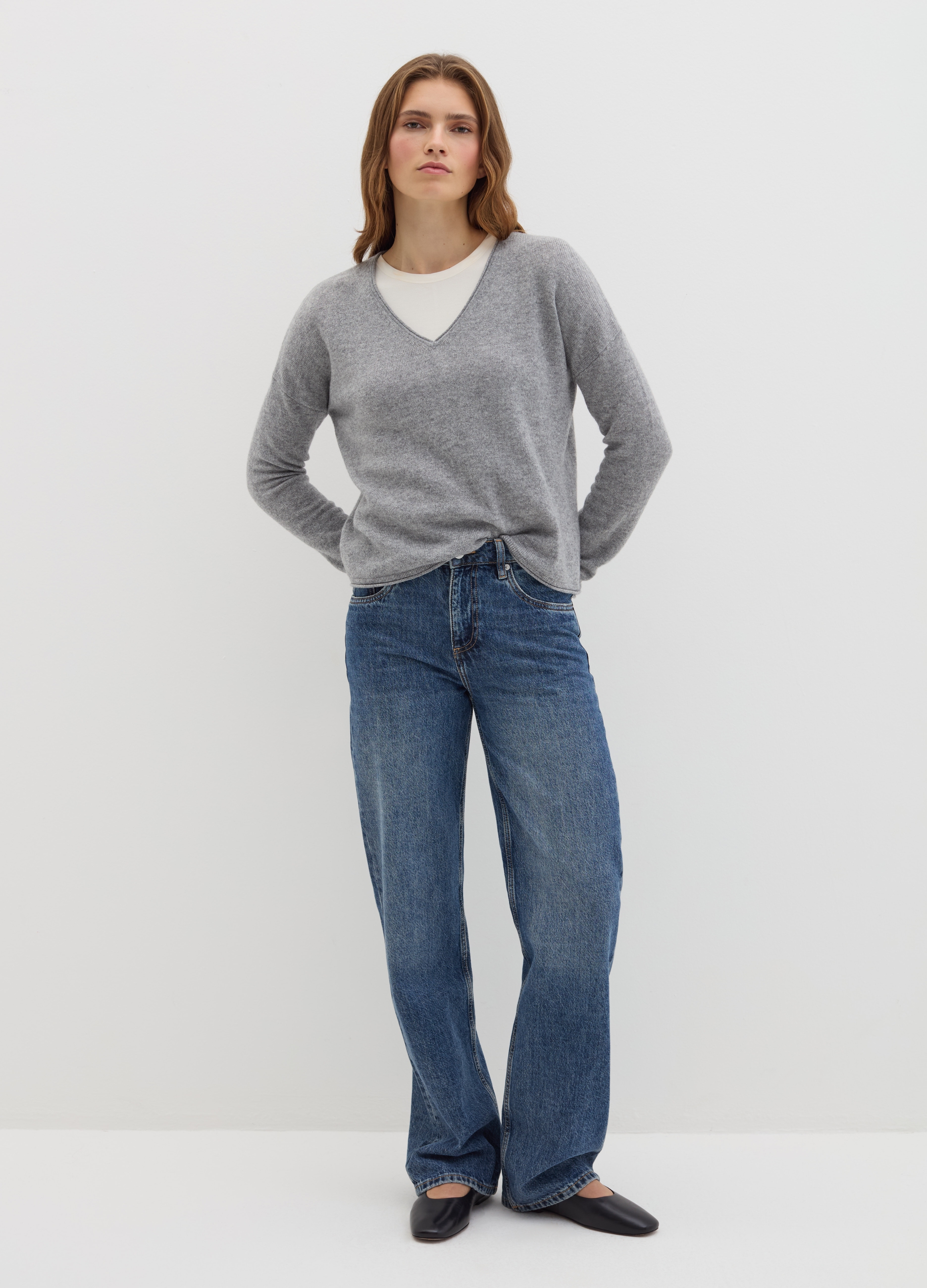 Stefanel - Maglia in cashmere con lurex, Donna, Grigio melange, Taglia S