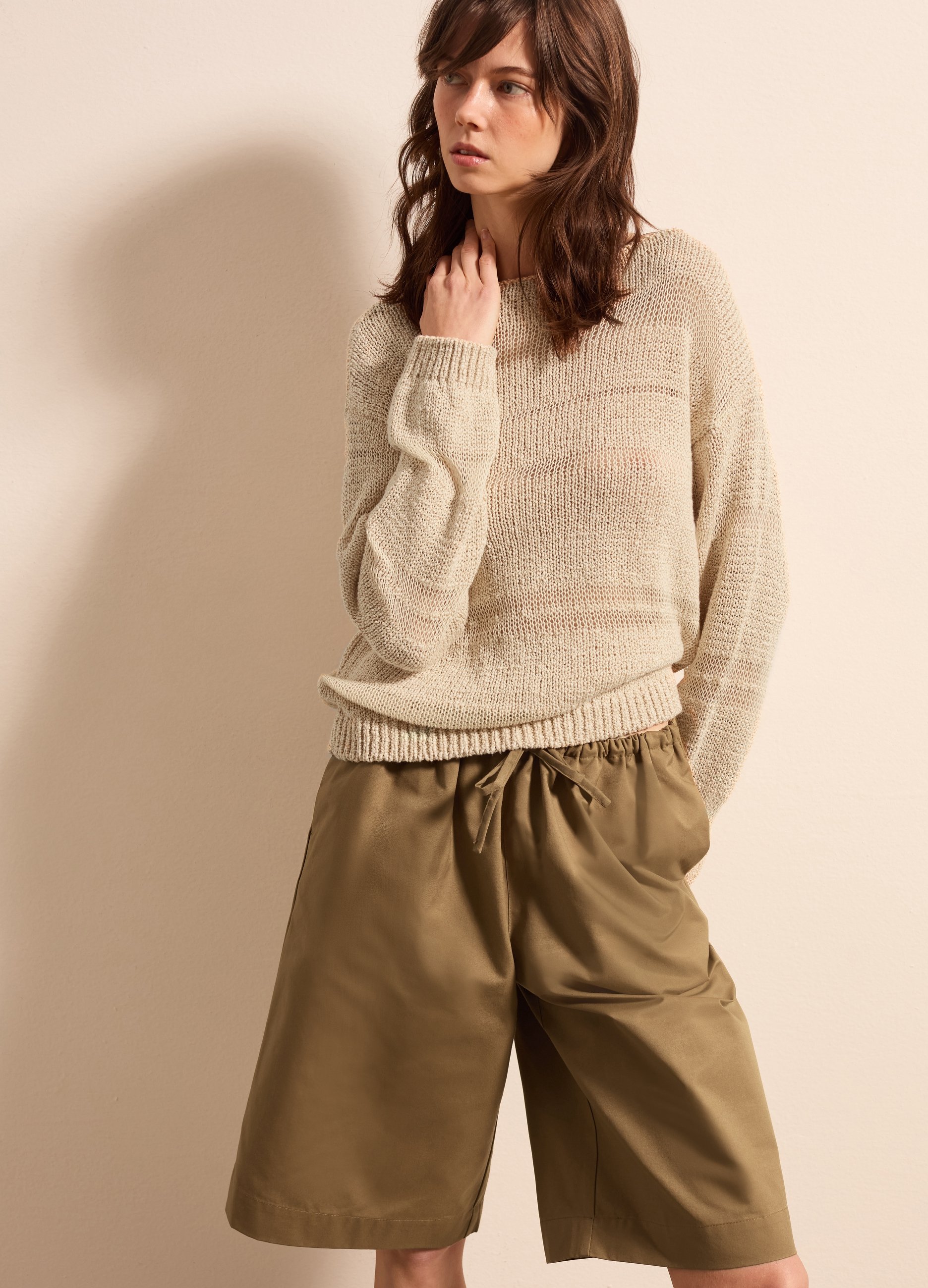 Stefanel - Pullover in cotone con motivo a righe, Donna, Naturale, Taglia XS