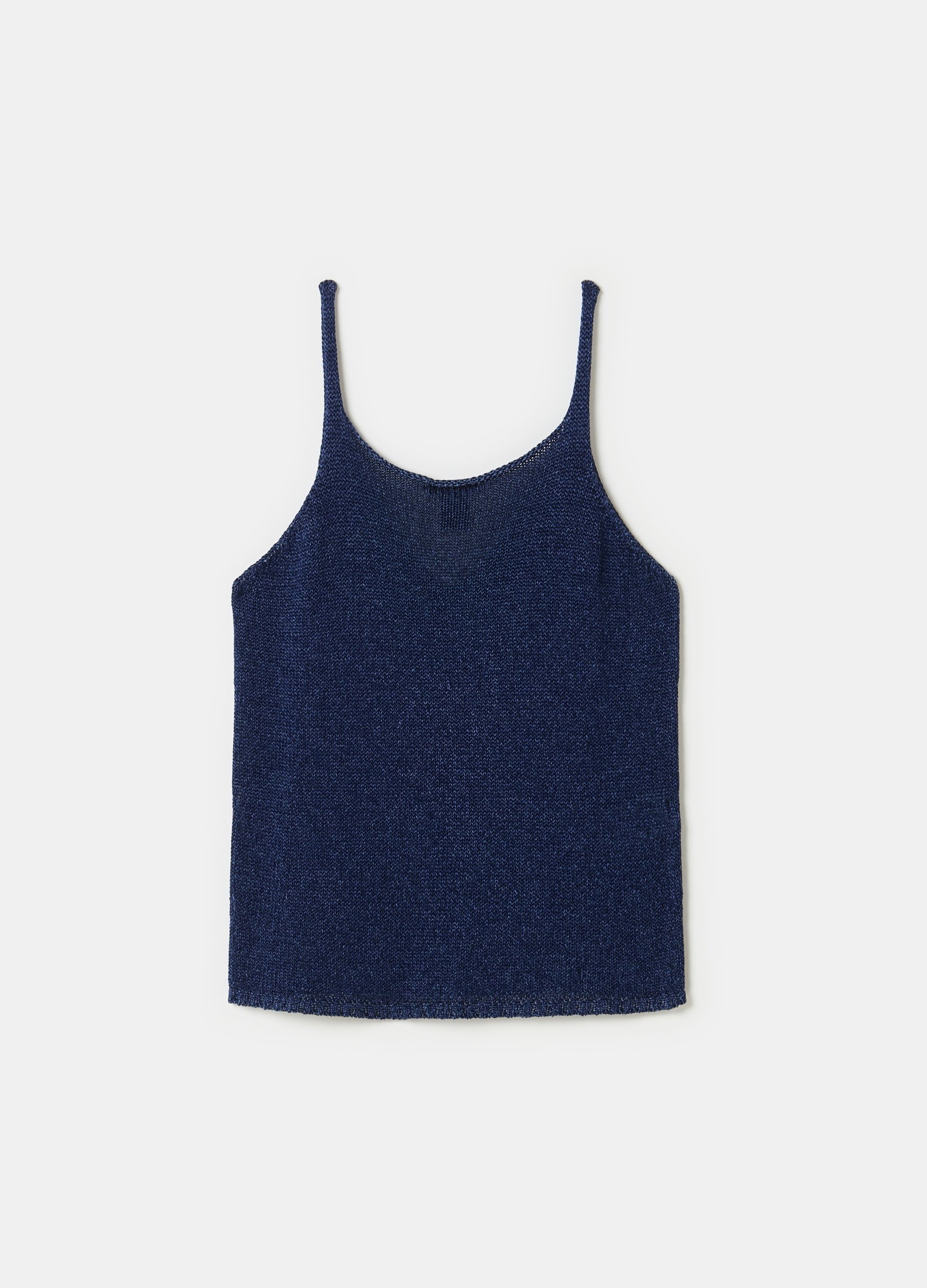 Stefanel - Tank top in cordonetto senza cuciture, Donna, Blu navy, Taglia XS