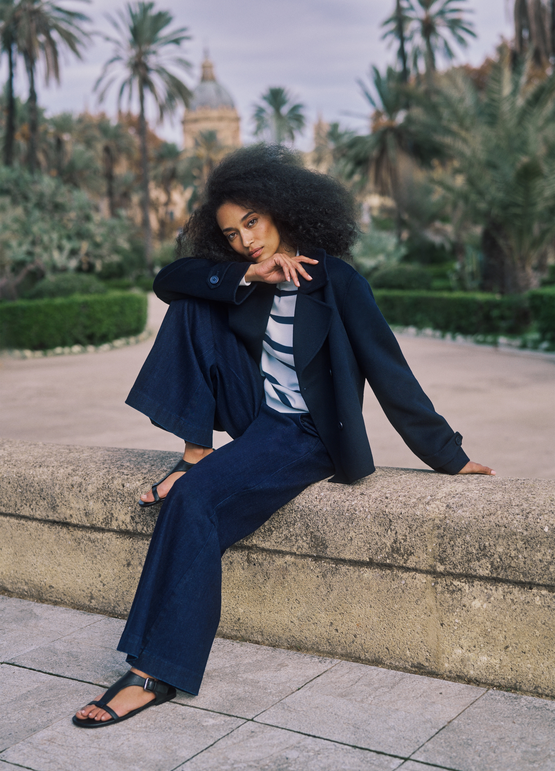 Stefanel - Giacca corta doppiopetto in misto lana, Donna, Blu Notte, Taglia XS