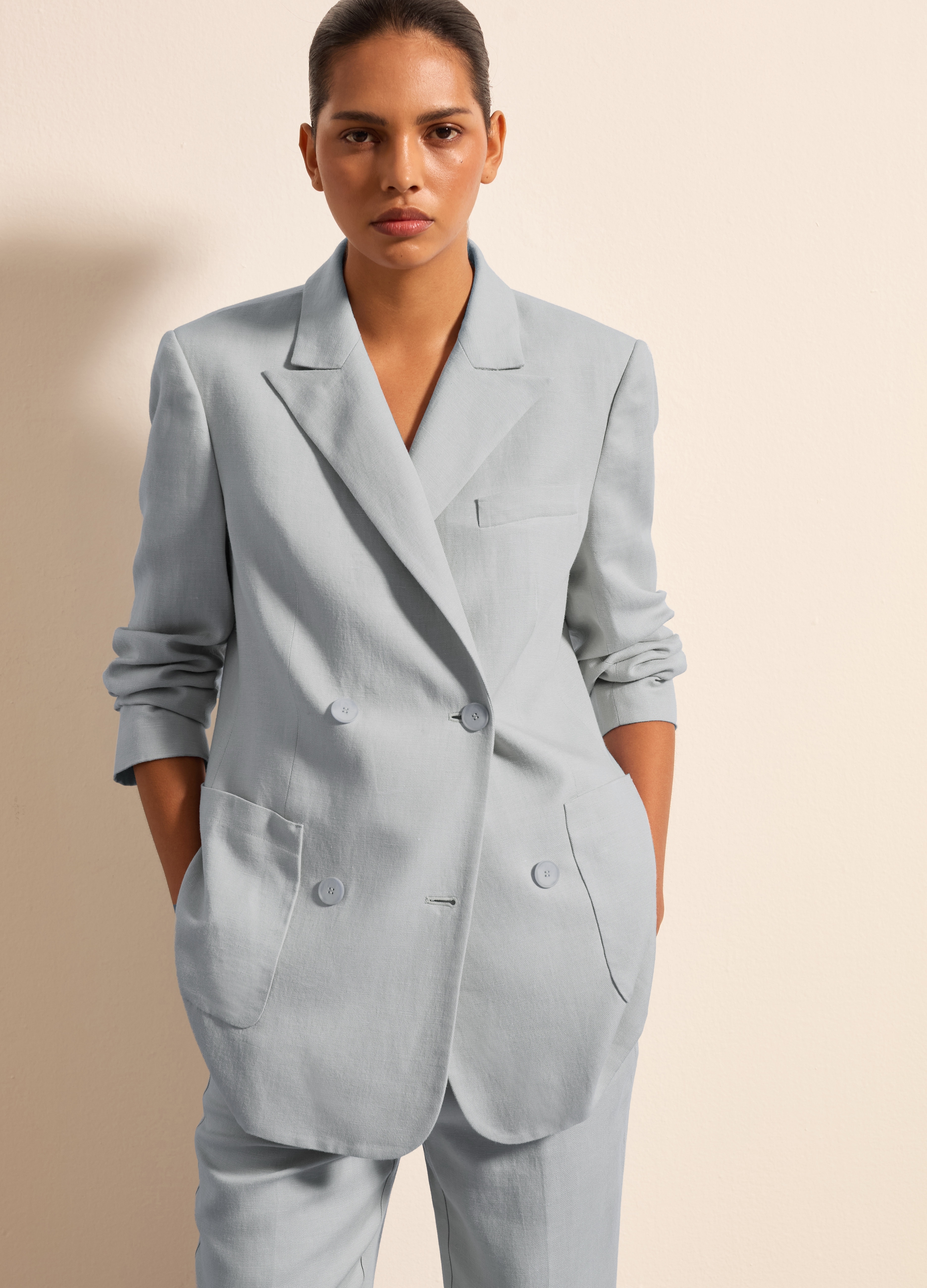 Stefanel - Blazer doppiopetto, Donna, Azzurro celeste, Taglia 38