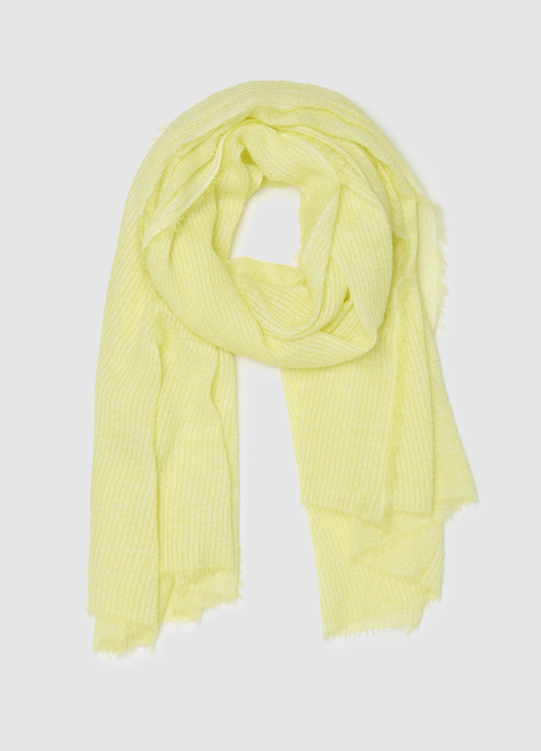 Stefanel - Sciarpa sfrangiata, Donna, Giallo acido, Taglia ONE SIZE