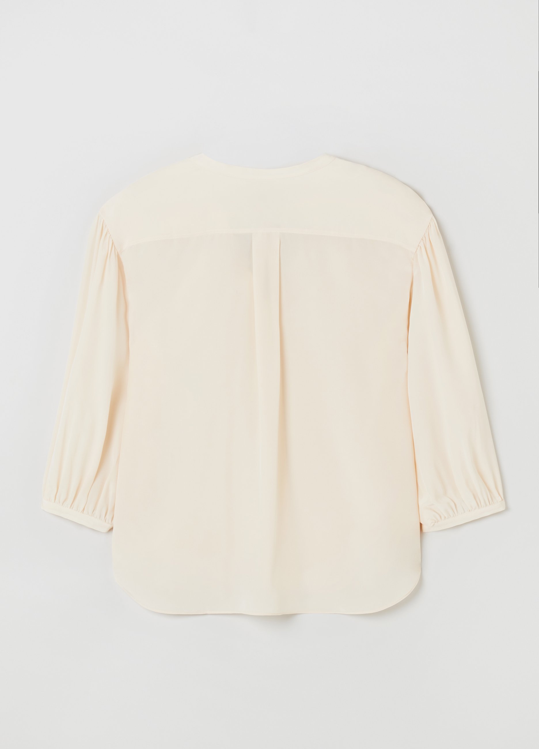 Stefanel - Blusa in seta con maniche a sbuffo, Donna, Bianco avorio, Taglia 42