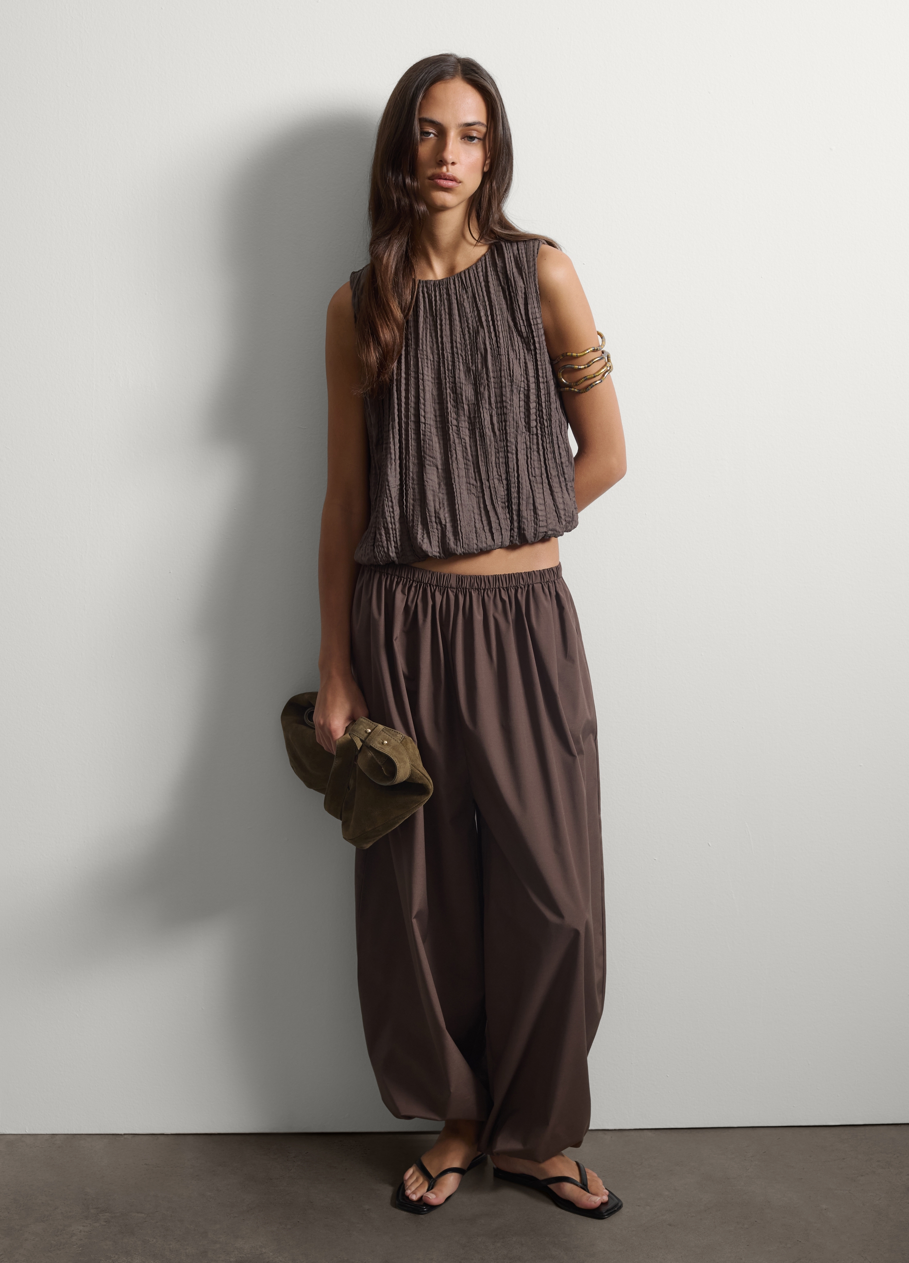 Stefanel - Oversize-Hose in Braun mit elastischem Saum, Damen, Schokoladenbraun