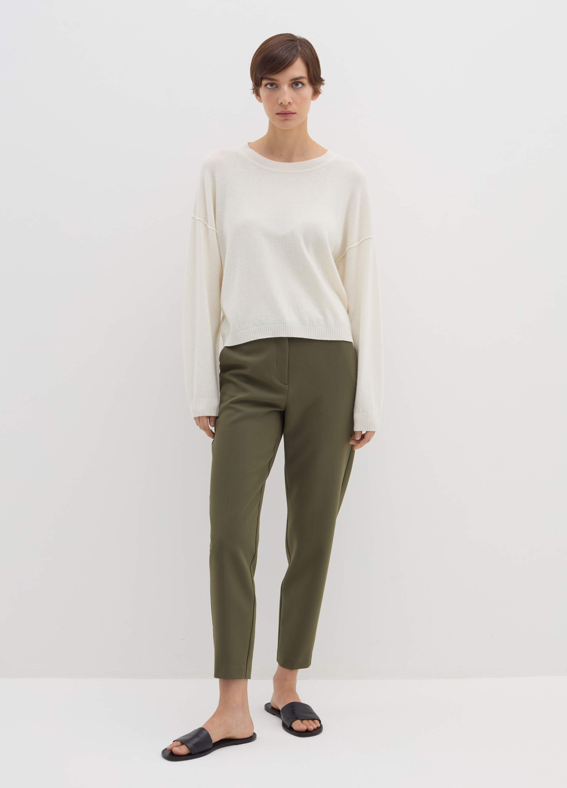 Stefanel - Pullover oversize con scollo rotondo, Donna, Bianco panna, Taglia L