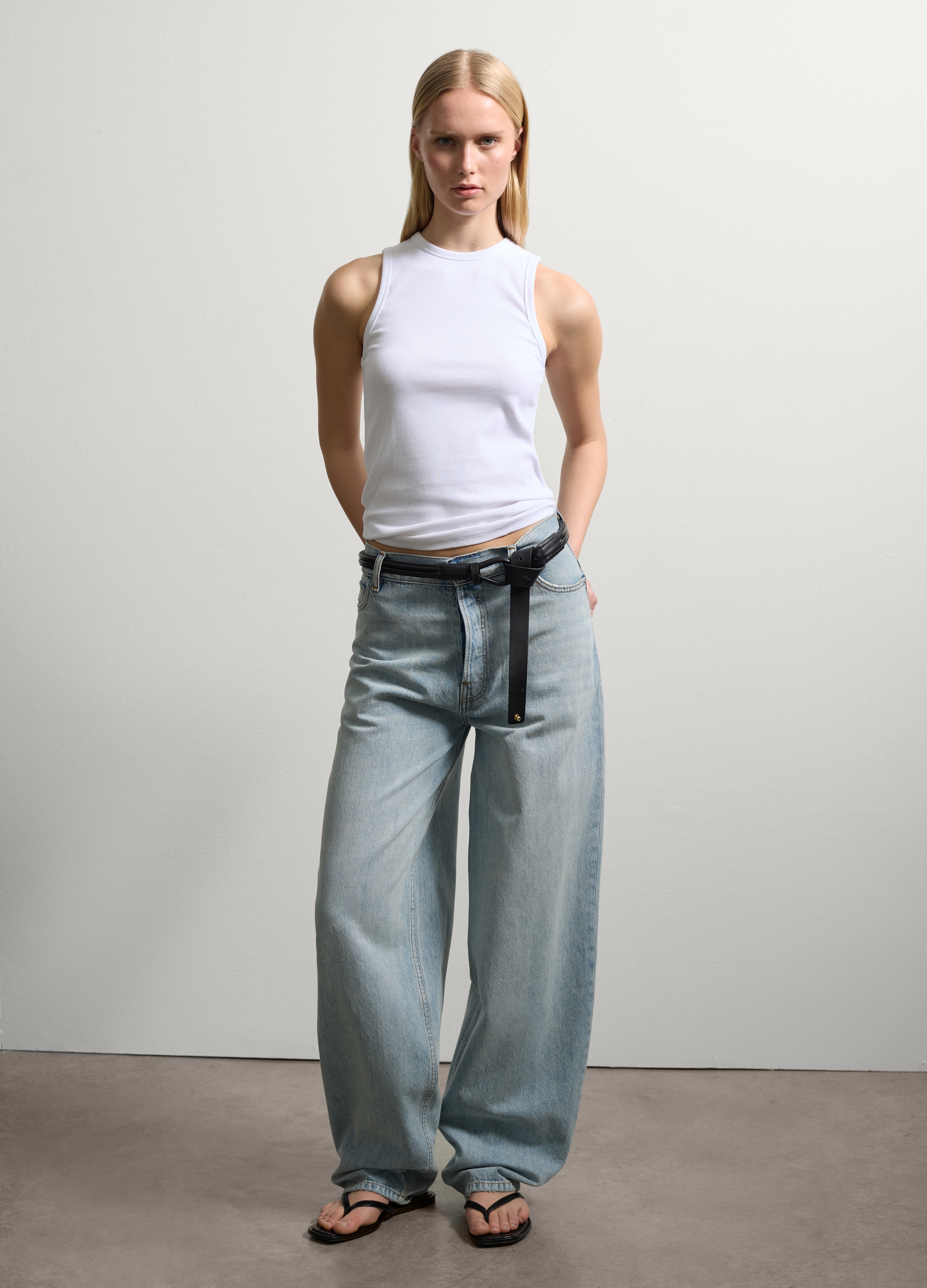 Stefanel - Jeans a gamba larga, Donna, Lavaggio chiaro, Taglia 38