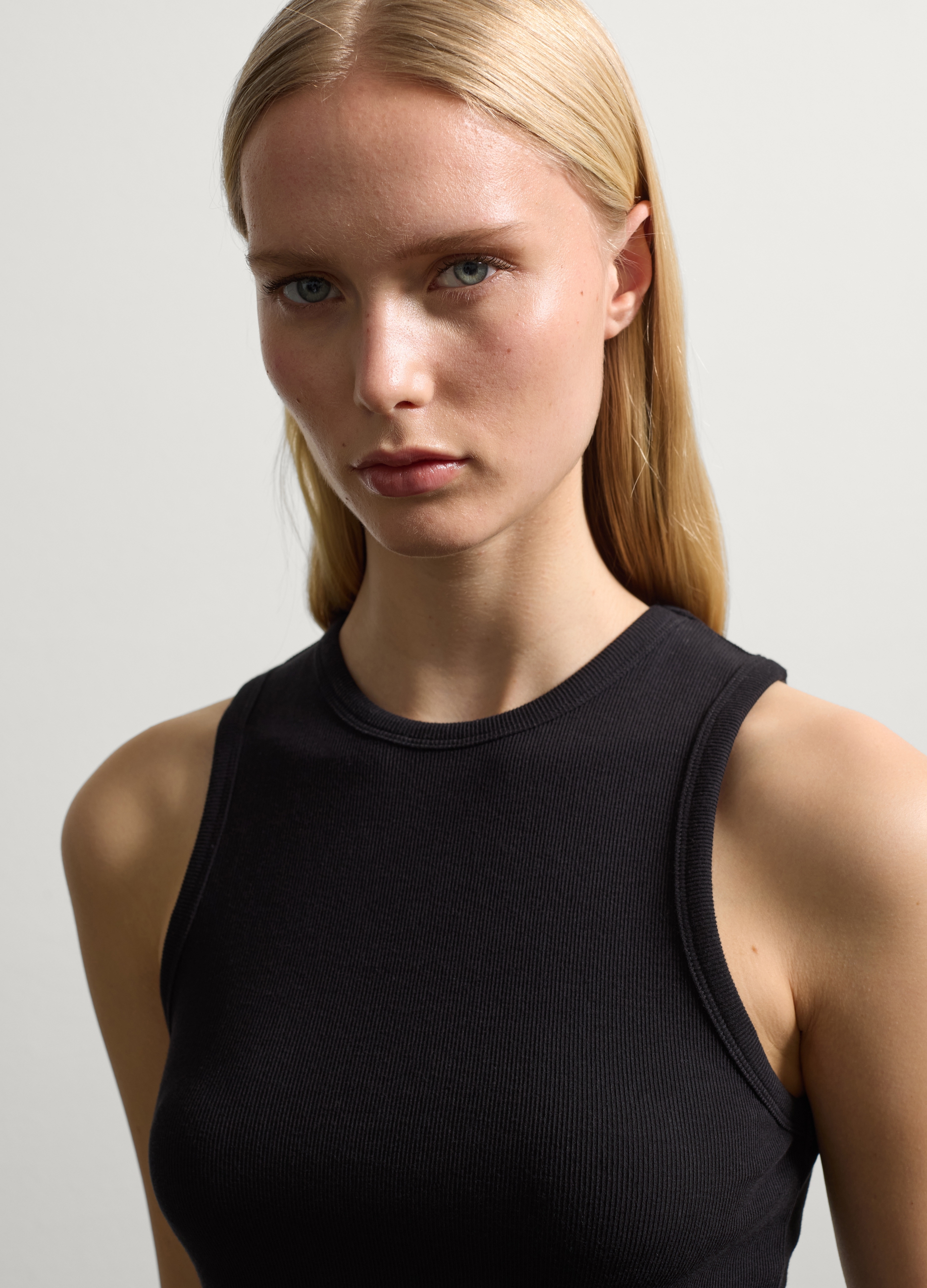 Stefanel - Tank top a costine, Donna, Nero, Taglia XS