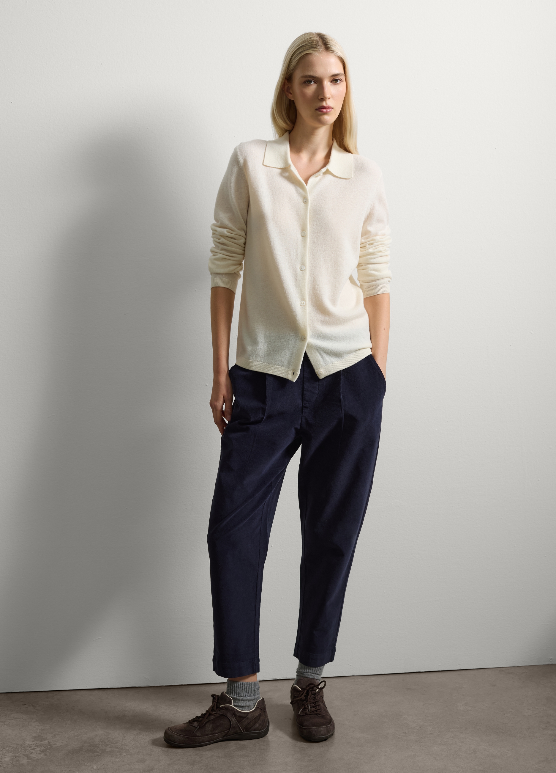 Stefanel - Pantaloni in corduroy blu, Donna, Blu Bluette, Taglia 38