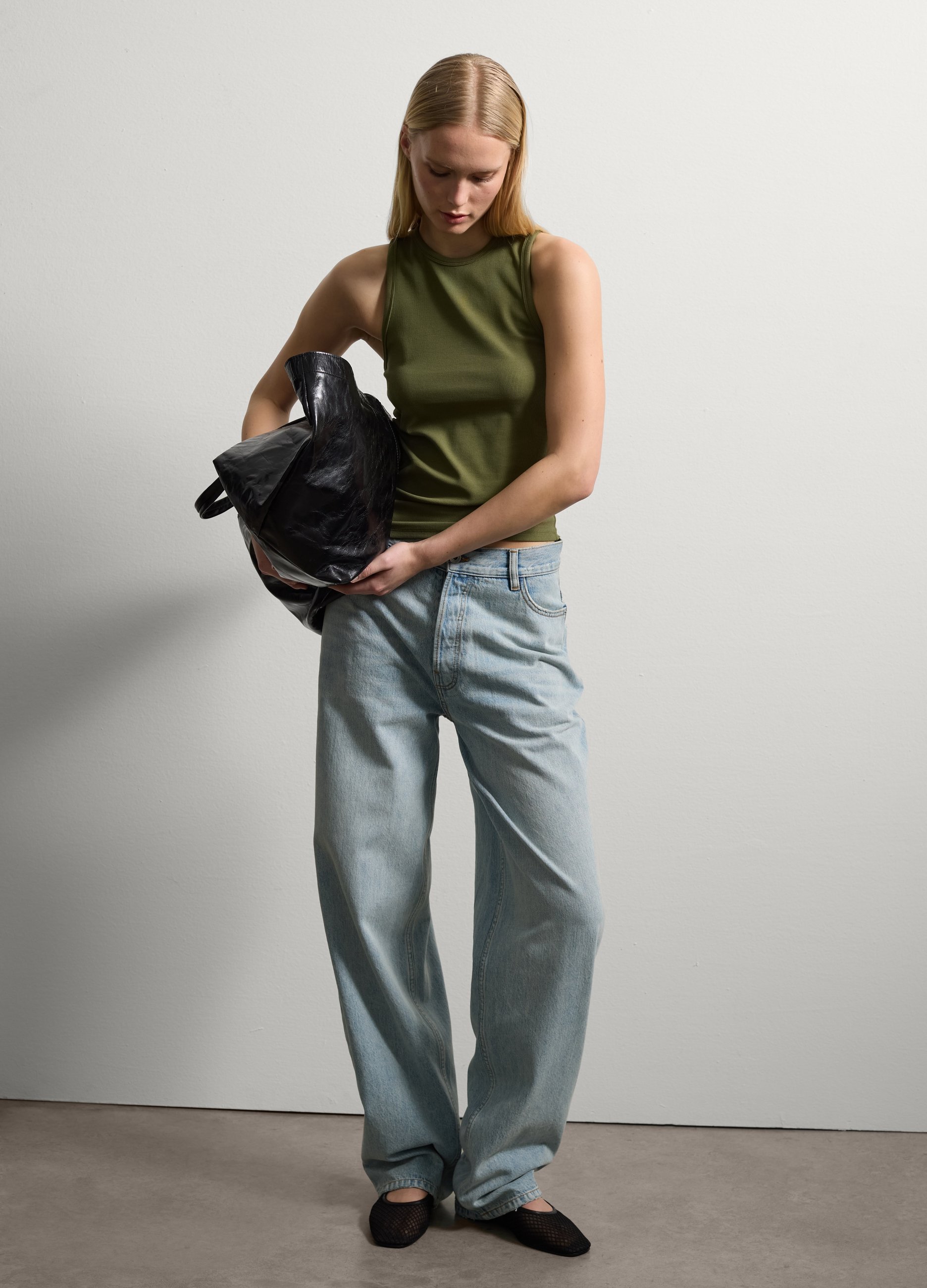 Stefanel - Tank top a costine, Donna, Verde militare, Taglia XS