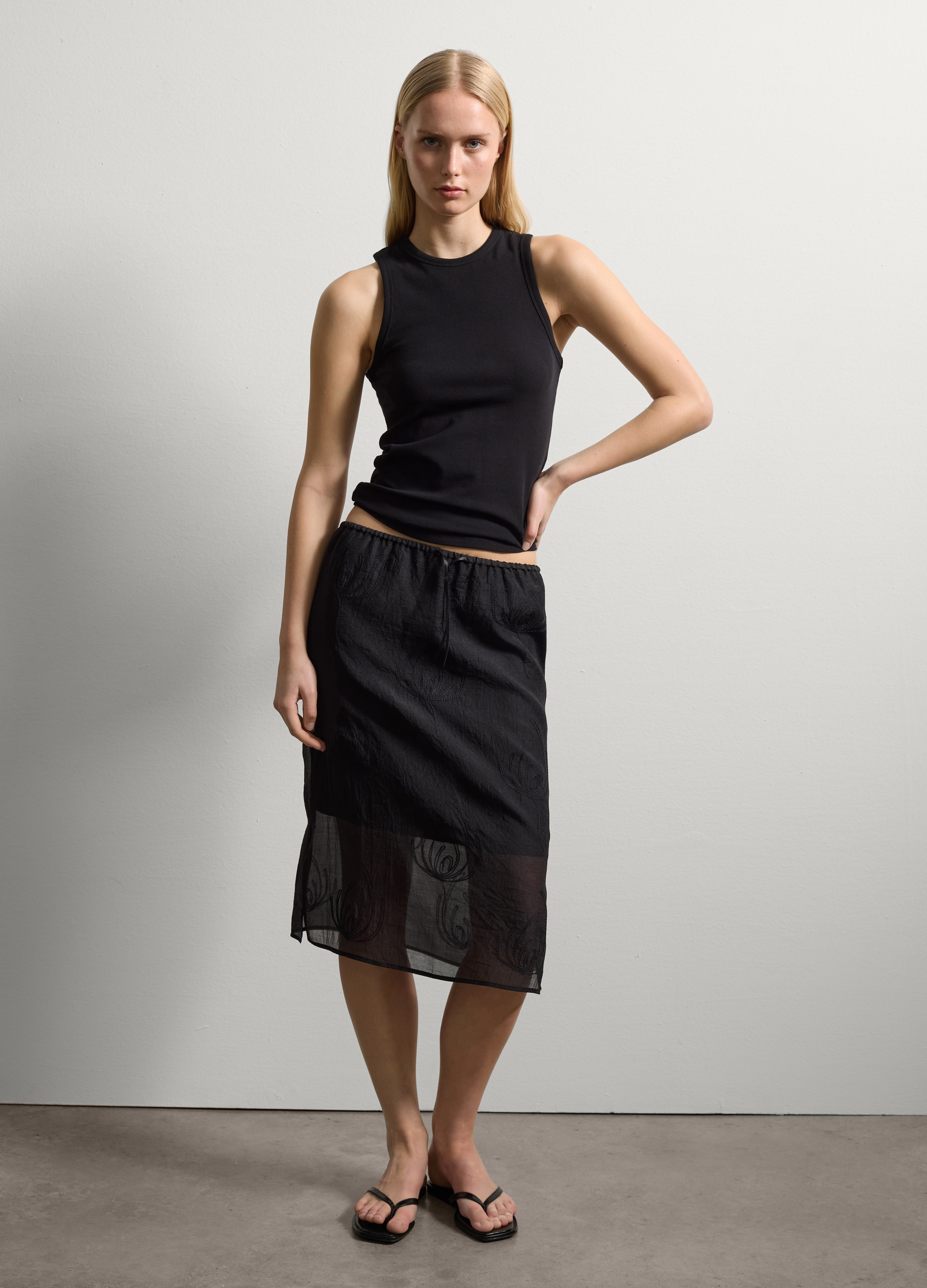 Stefanel - Longuette in crêpe con fiocchetto, Donna, Nero, Taglia XS