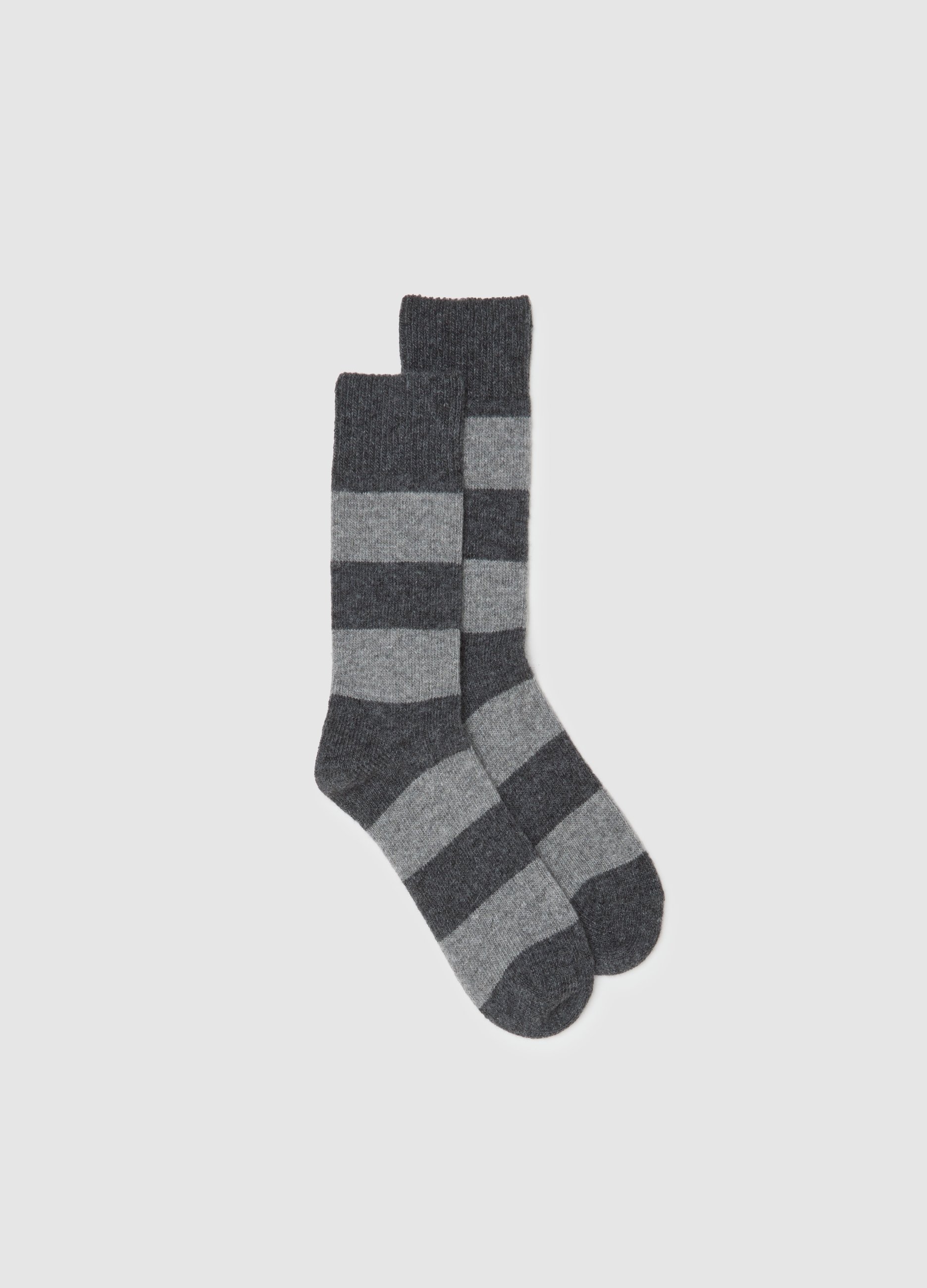 Stefanel - Calzini in misto lana grigio elasticizzato, Donna, Grigio/Nero, Taglia ONE SIZE