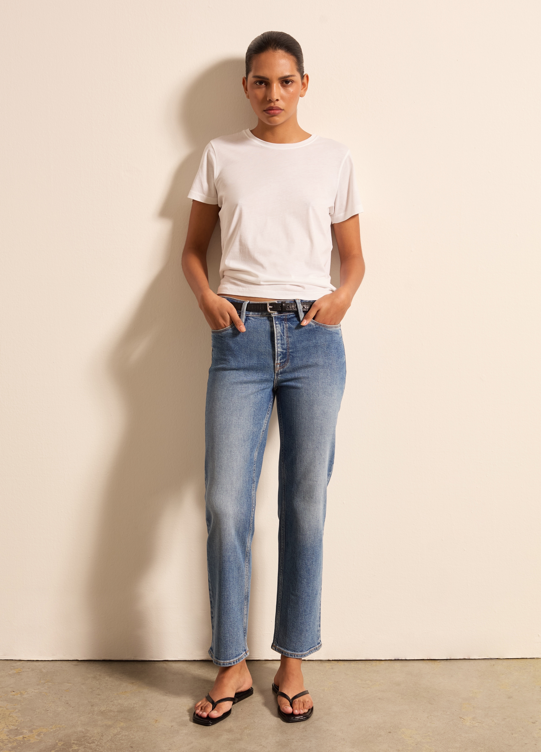 Stefanel - Jeans straight fit cinque tasche, Donna, Lavaggio medio, Taglia 40