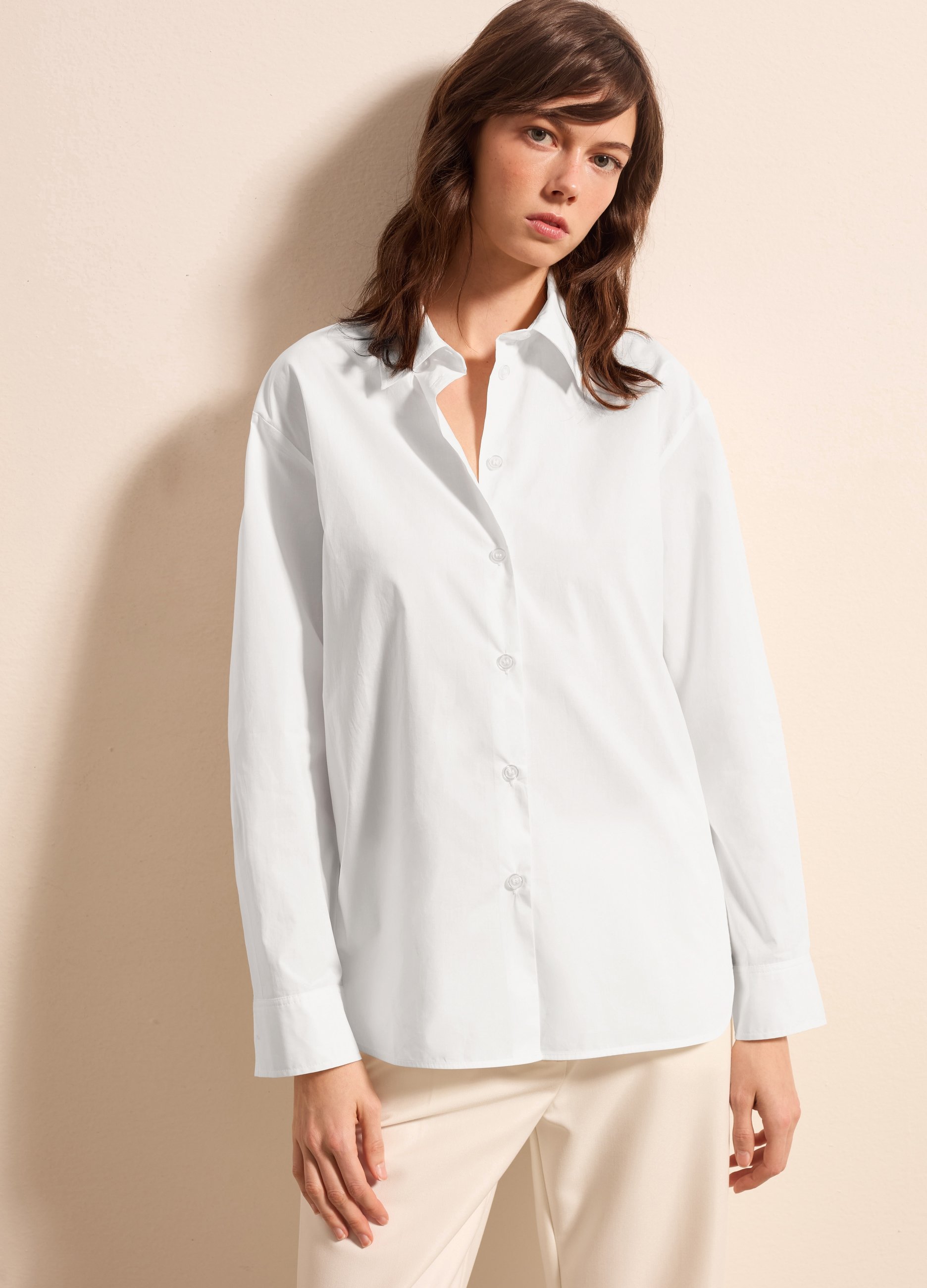 Stefanel - Camicia in cotone, Donna, Bianco ottico, Taglia M