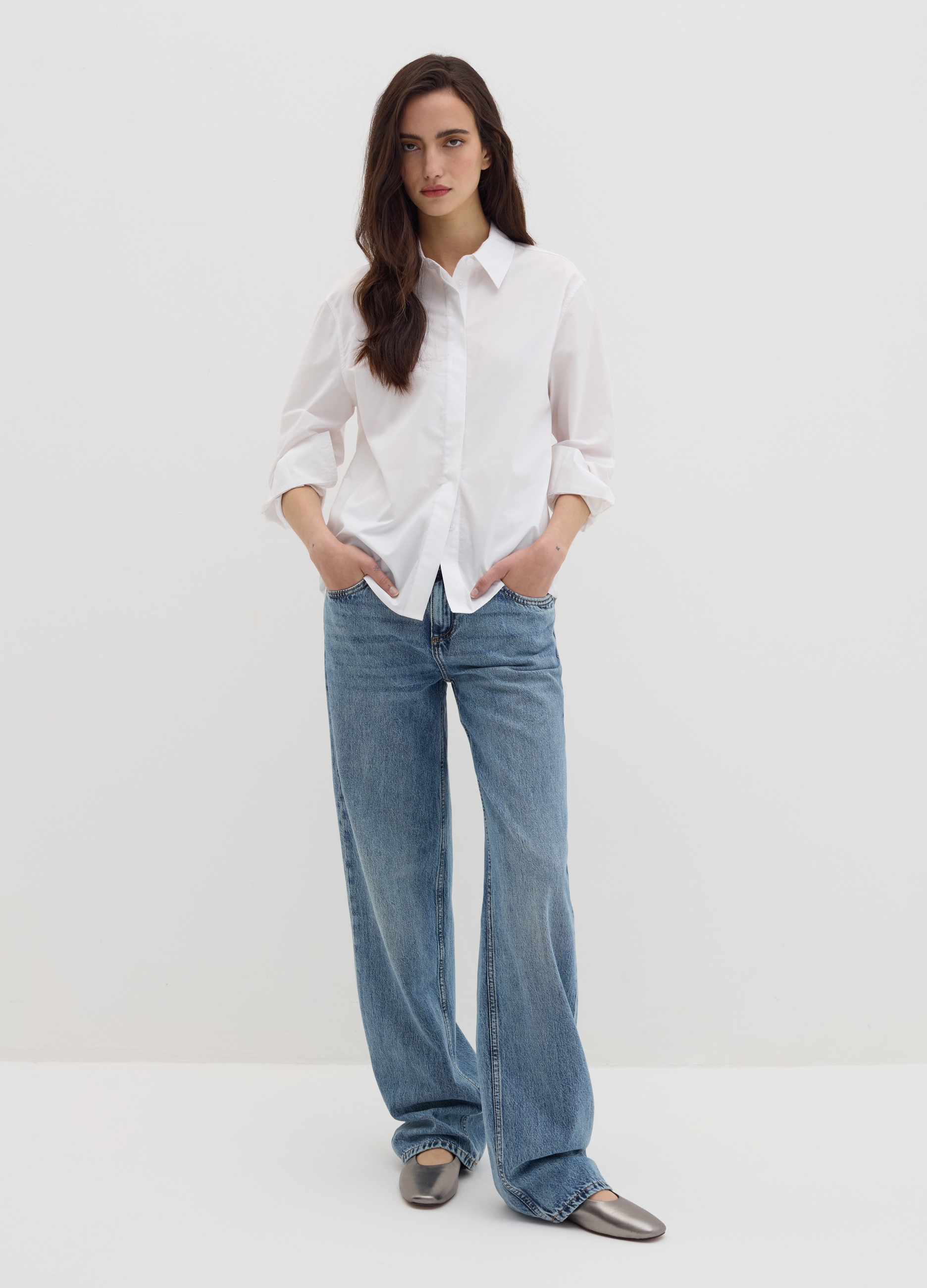Stefanel - Jeans crop straight fit, Donna, Lavaggio chiaro, Taglia 38