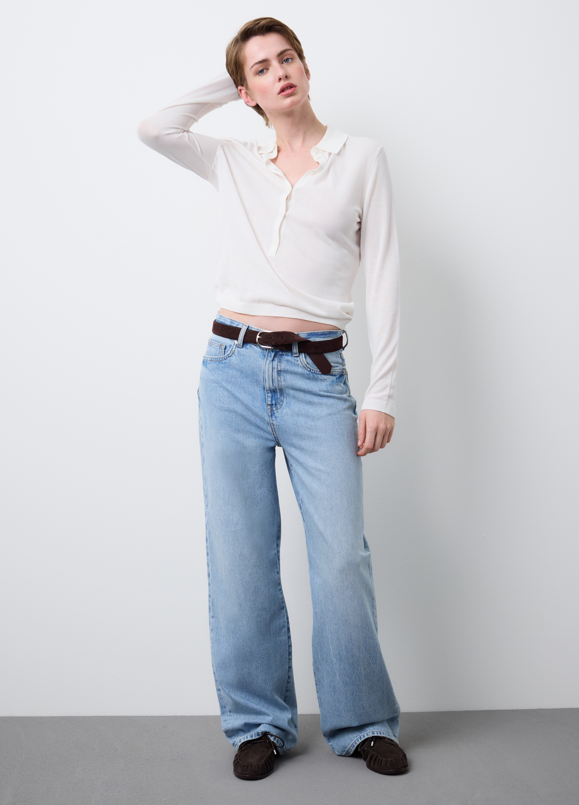 Stefanel - Jeans in puro cotone azzurro regular fit, Donna, Azzurro chiaro, Taglia 38