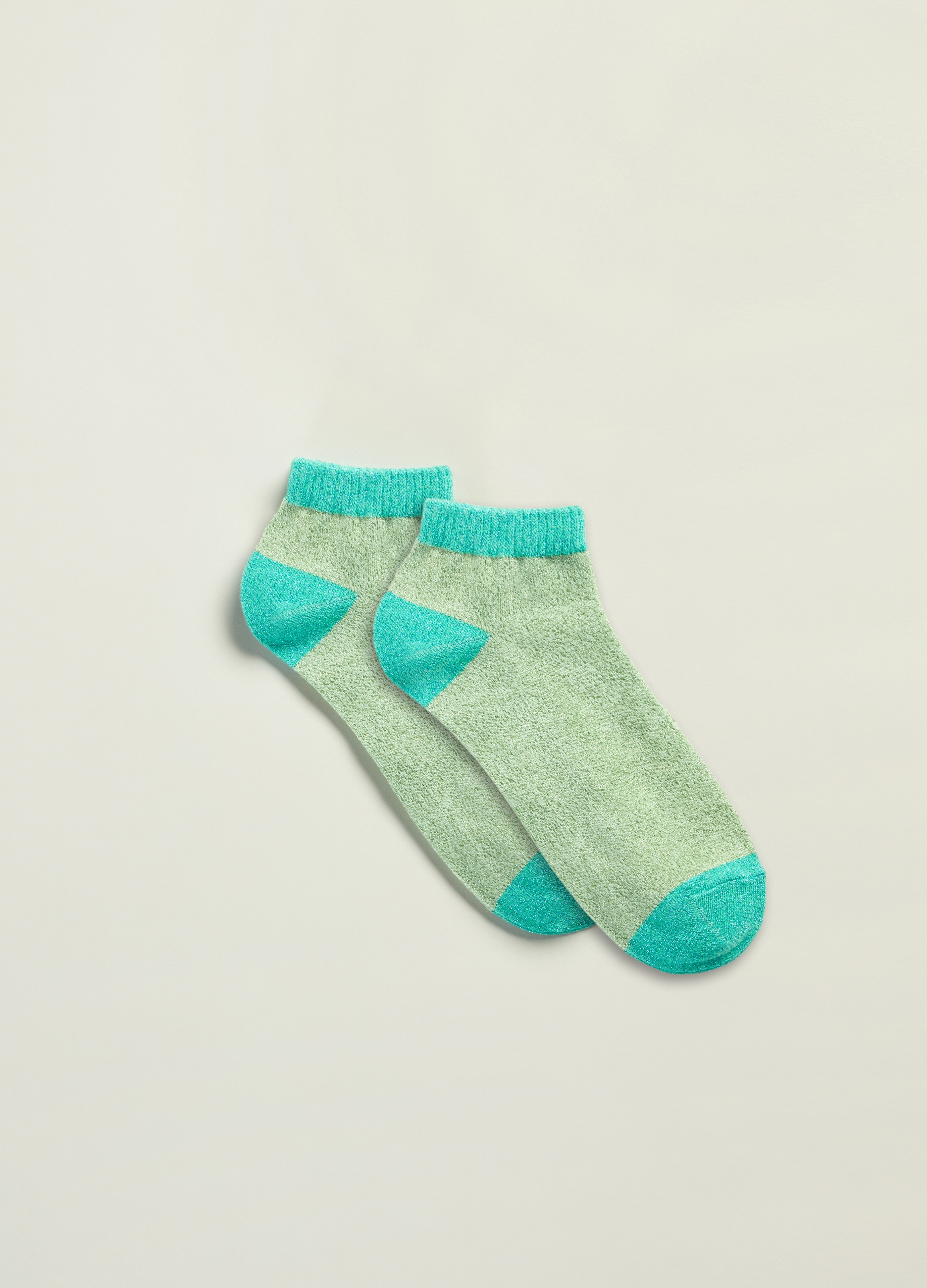 Stefanel - Calzino pariscarpa in lurex, Donna, Verde/Azzurro, Taglia 36-38