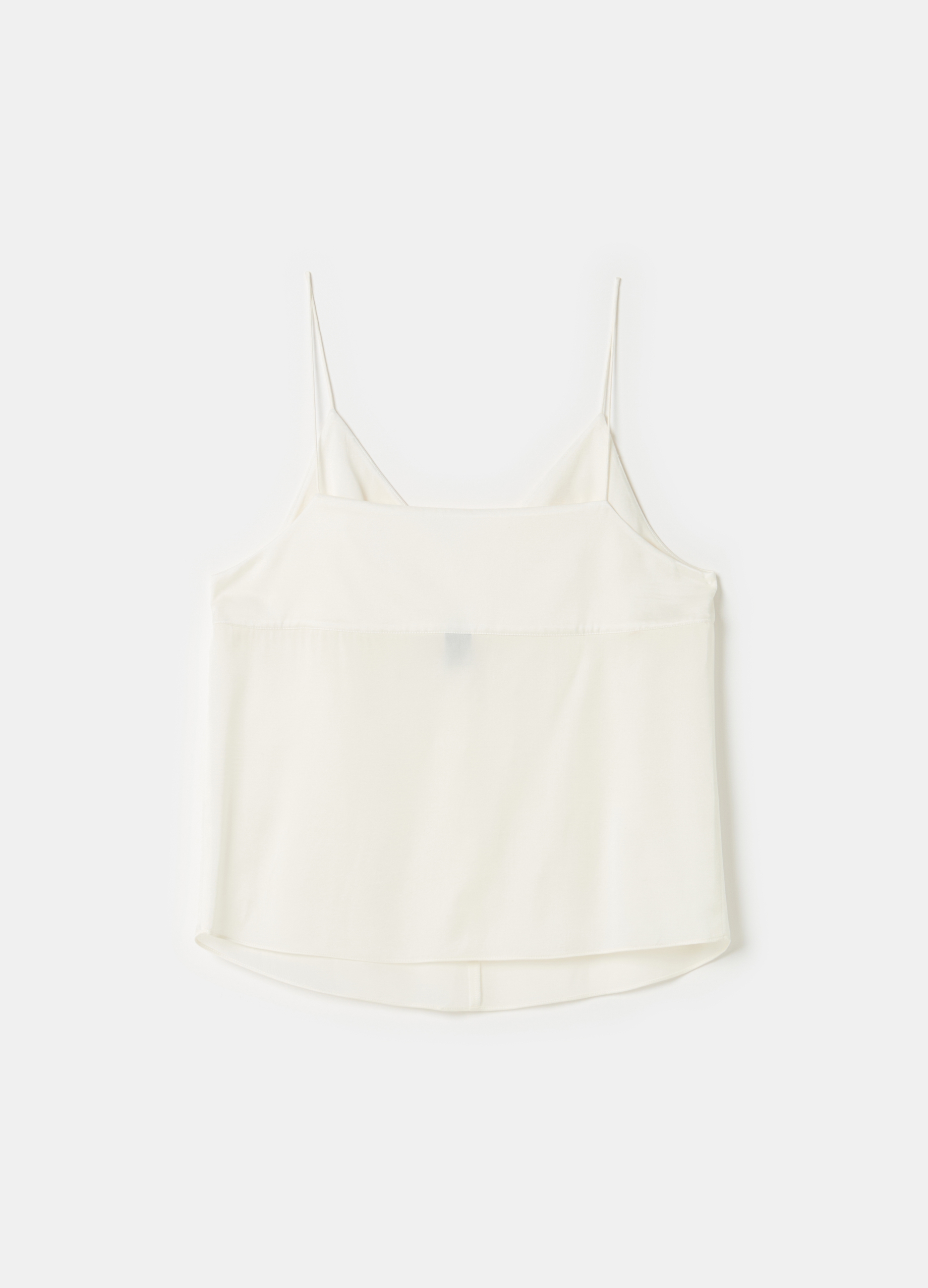 Stefanel - Top in viscosa e seta con spalline sottili, Donna, Bianco, Taglia L