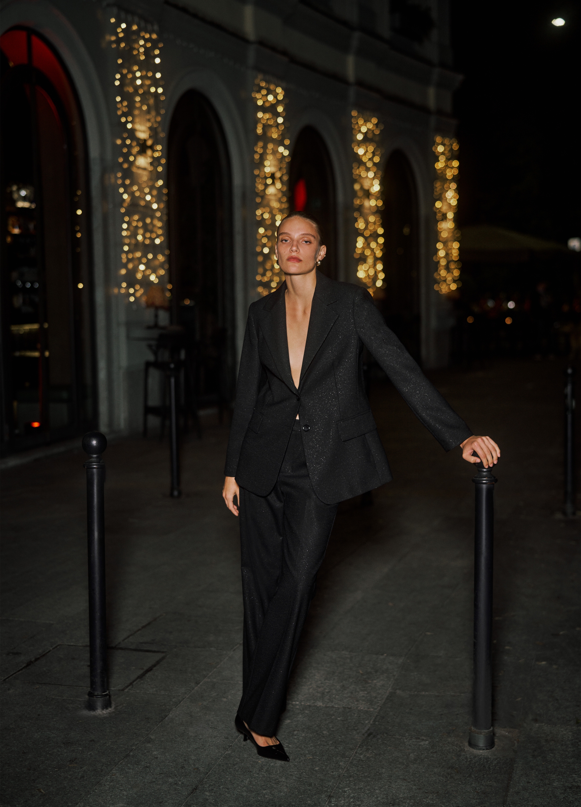 Stefanel - Pantalone a sigaretta con lurex, Donna, Nero, Taglia 38