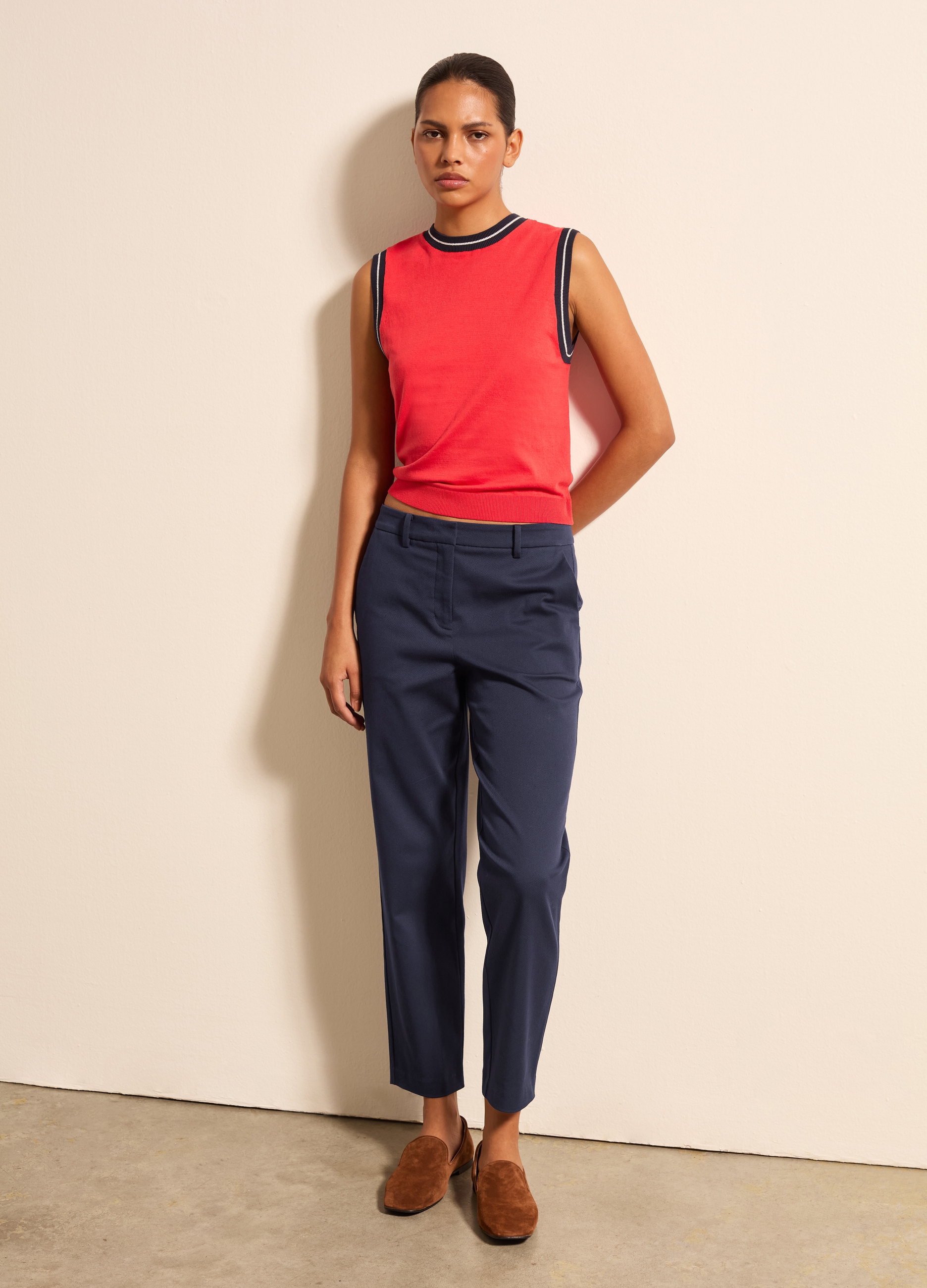 Stefanel - Pantalone chino in twill stretch, Donna, Blu navy, Taglia 40