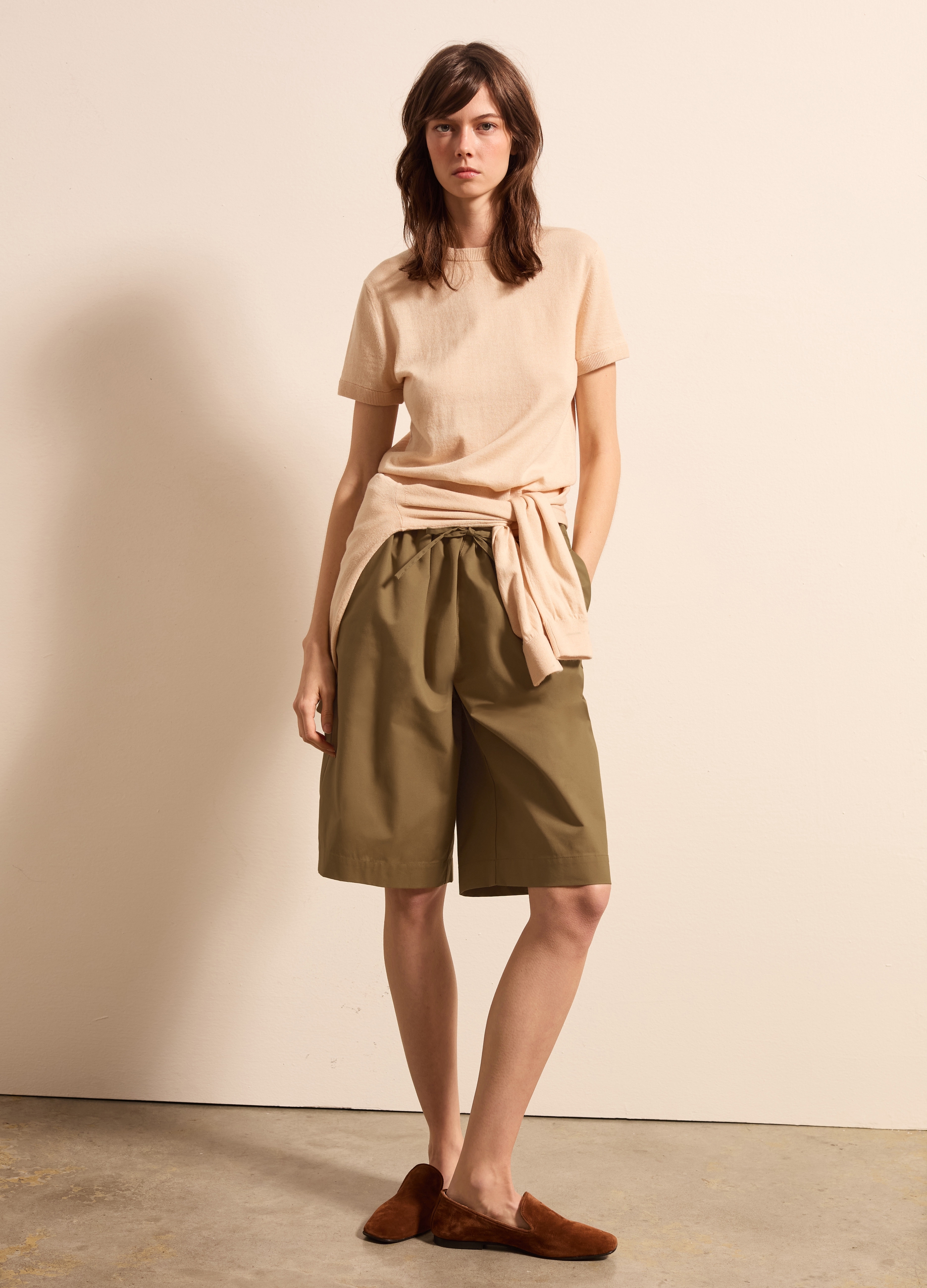 Stefanel - Maglia a maniche corte in lana, cotone e cashmere, Donna, Naturale, Taglia XS