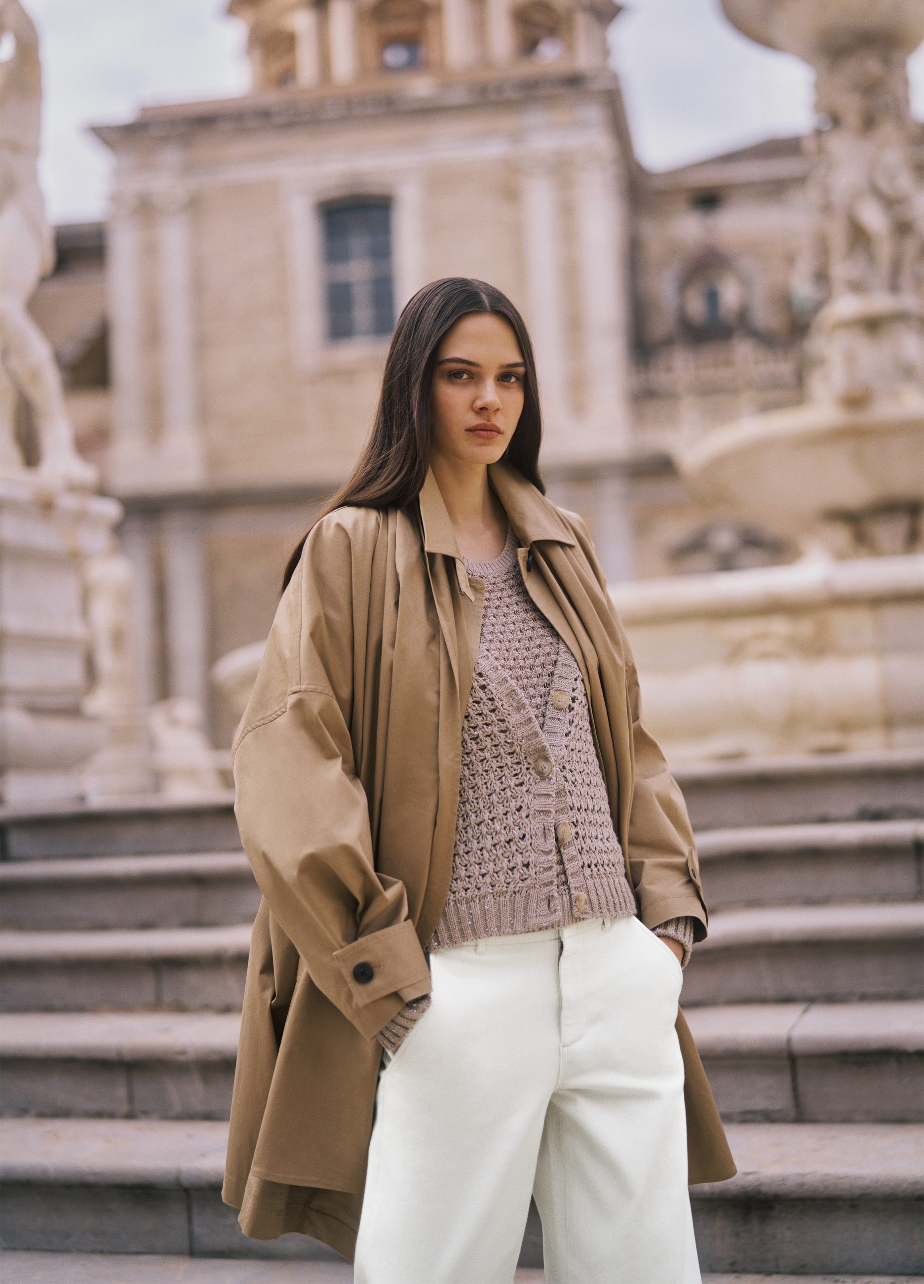 Stefanel - Cardigan traforato con motivo a intreccio, Donna, Beige, Taglia XS