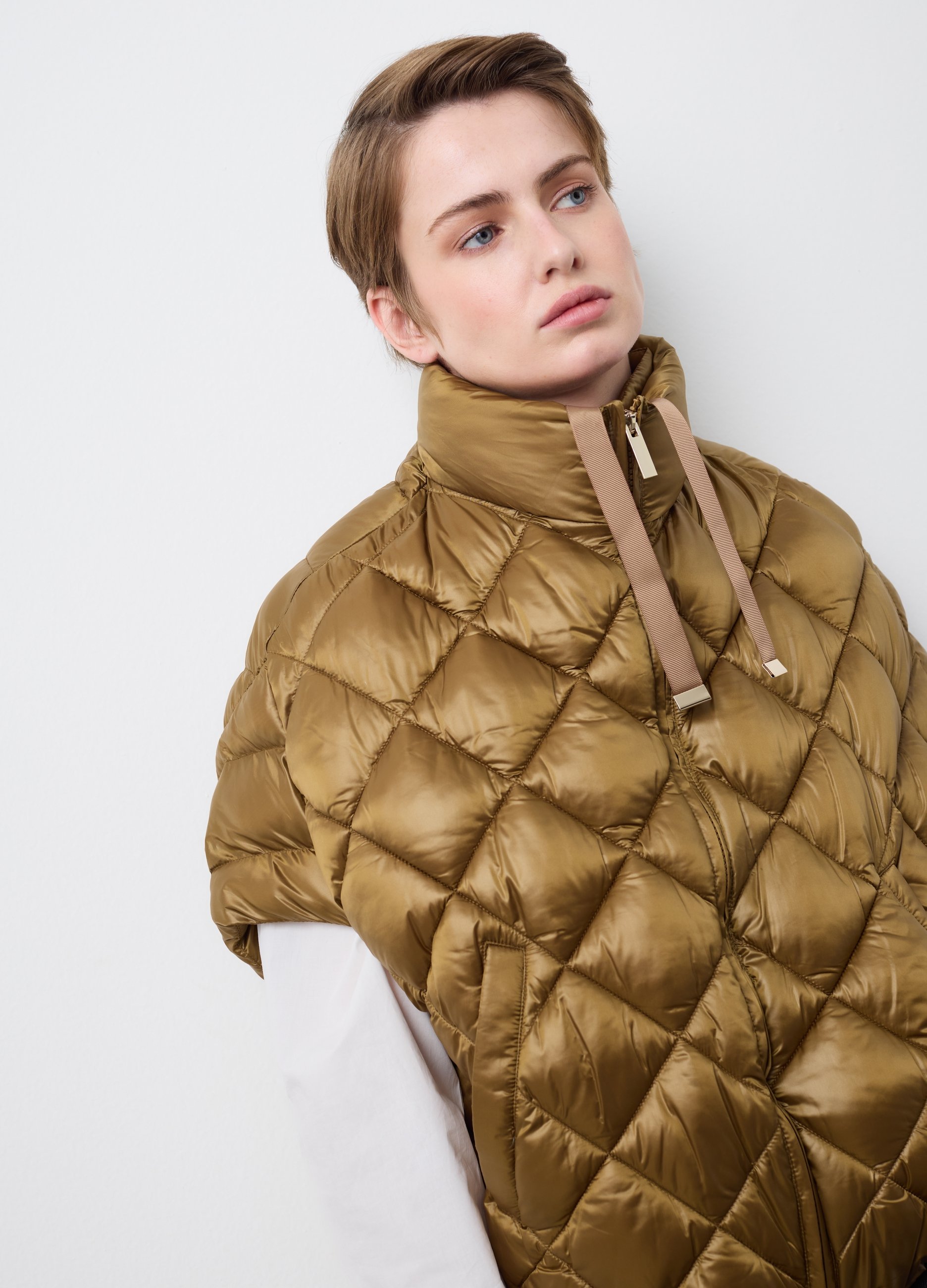 Stefanel - Giacca ultraleggera marrone regular fit con zip, Donna, Marrone chiaro, Taglia XS/S