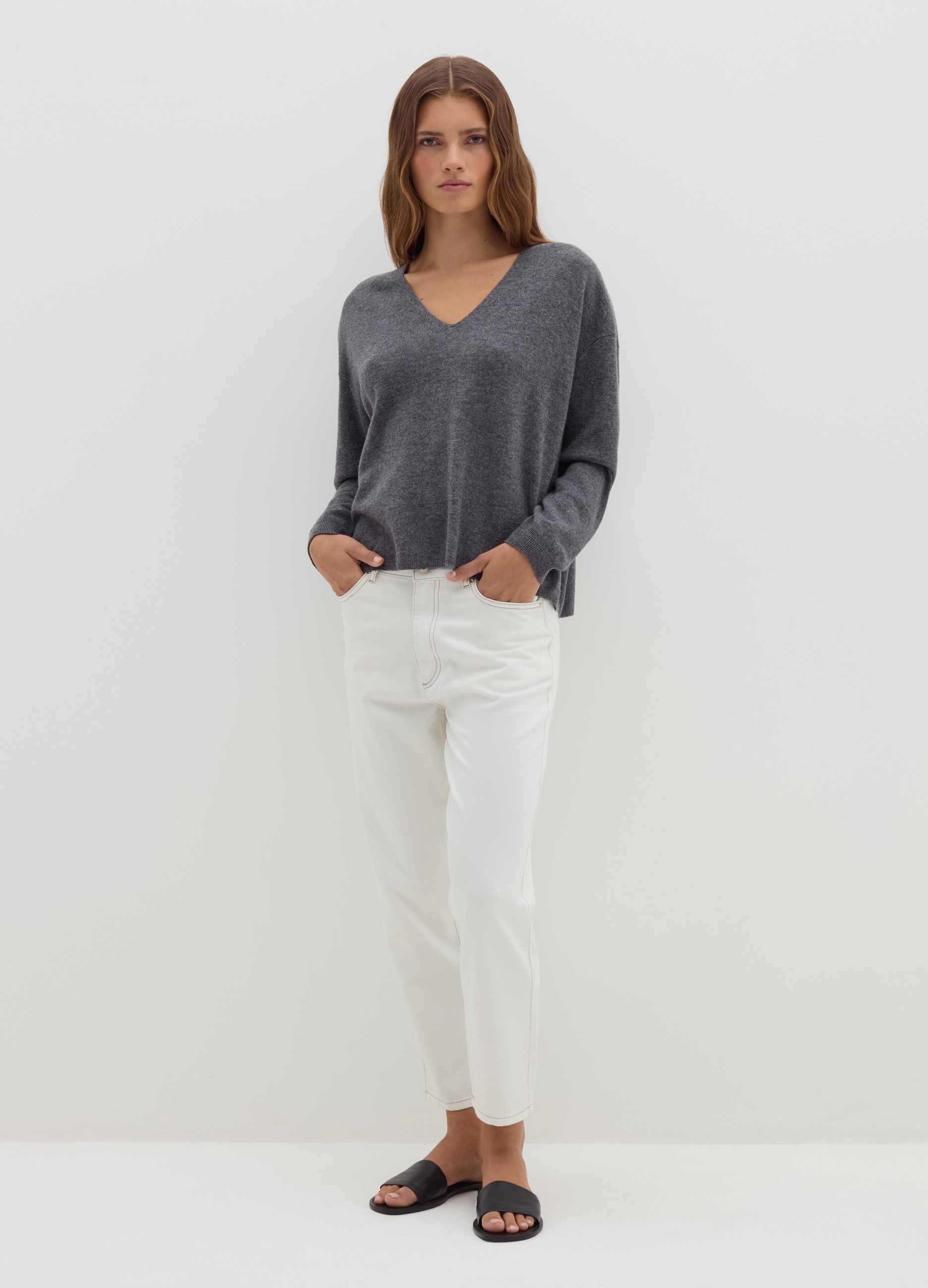 Stefanel - Jeans crop straight fit, Donna, Denim, Taglia 40