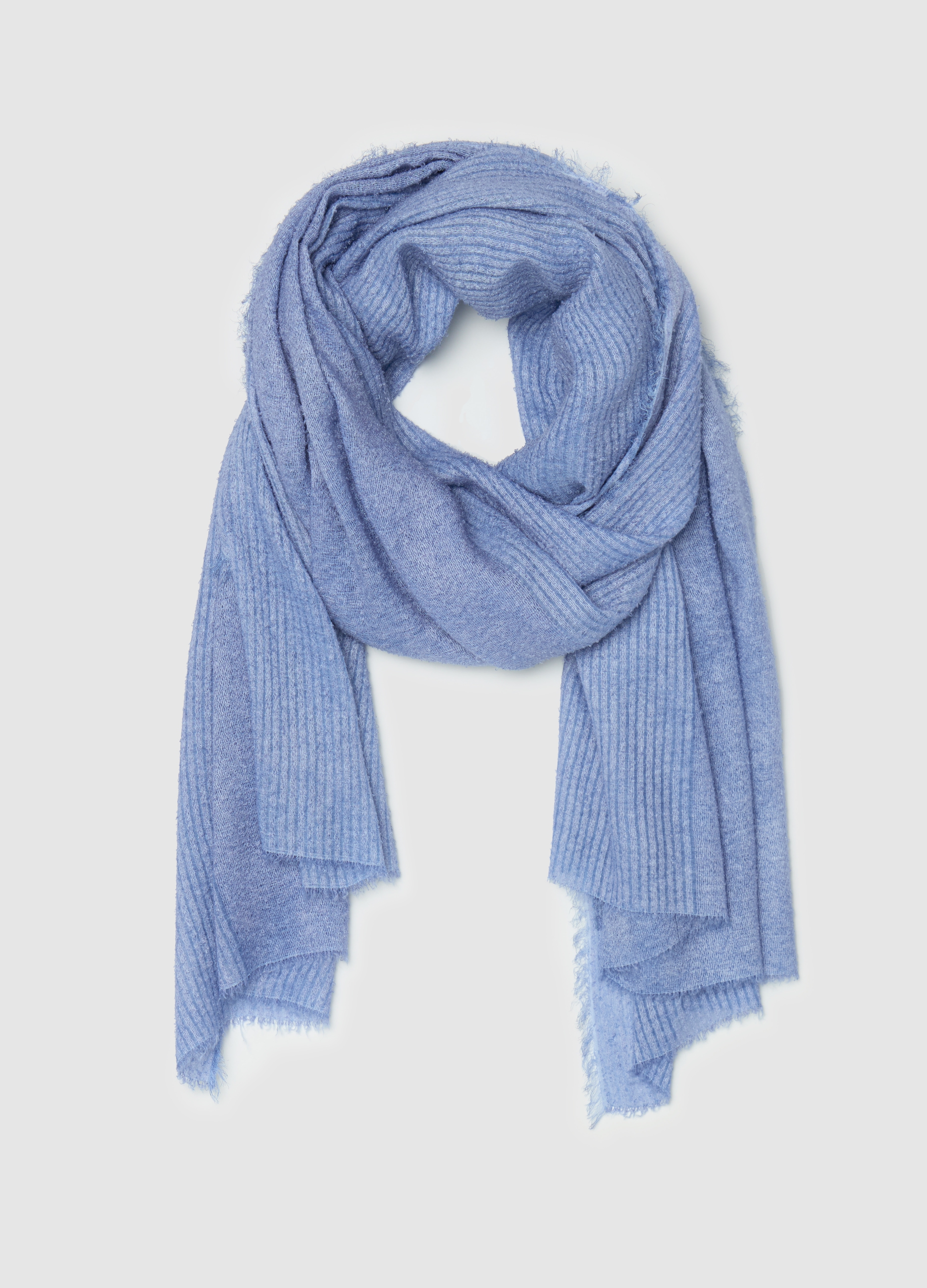 Stefanel - Sciarpa sfrangiata, Donna, Blu indigo, Taglia ONE SIZE