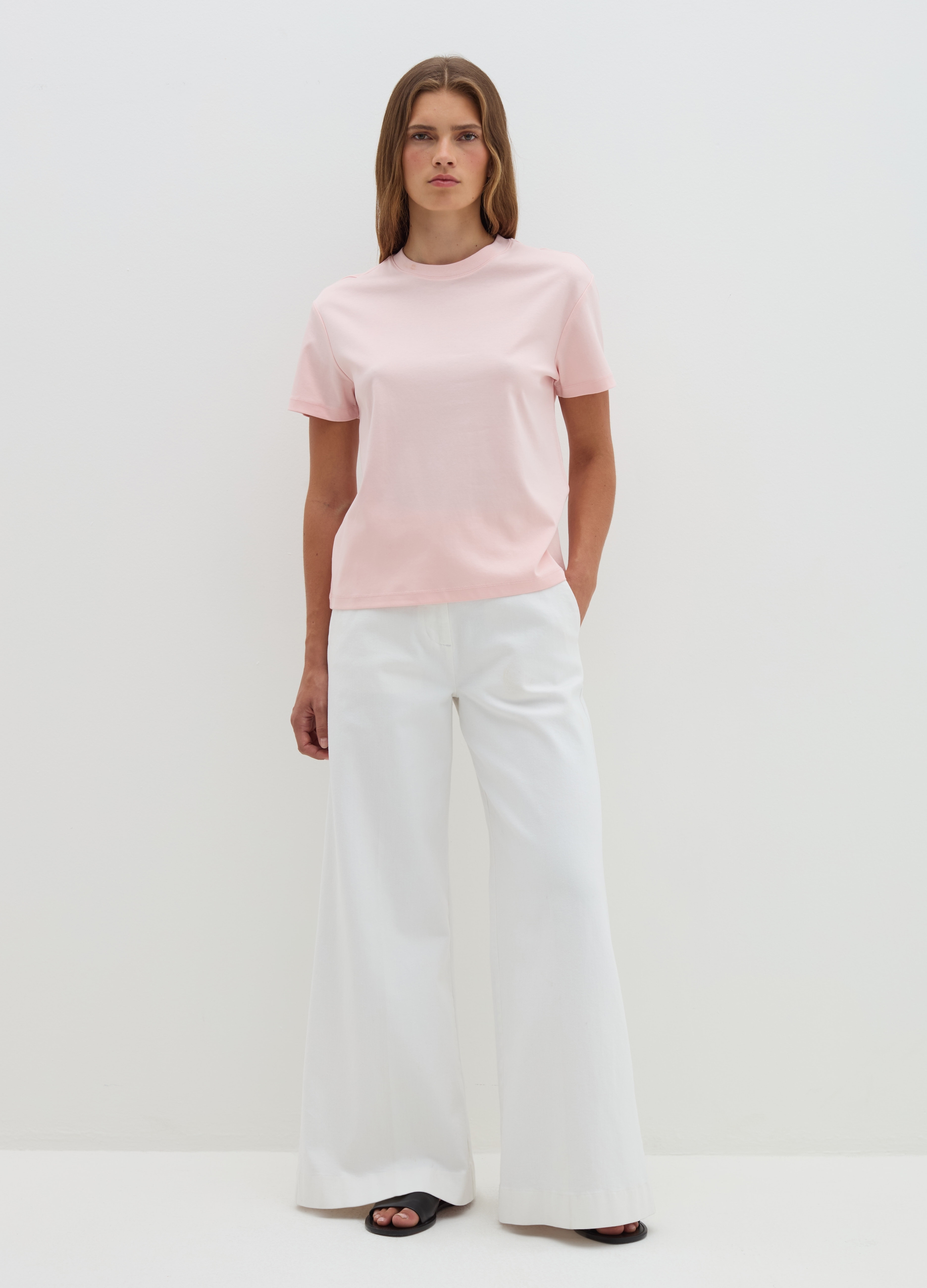 Stefanel - T-shirt in jersey con scollo rotondo, Donna, Rosa chiaro, Taglia XS