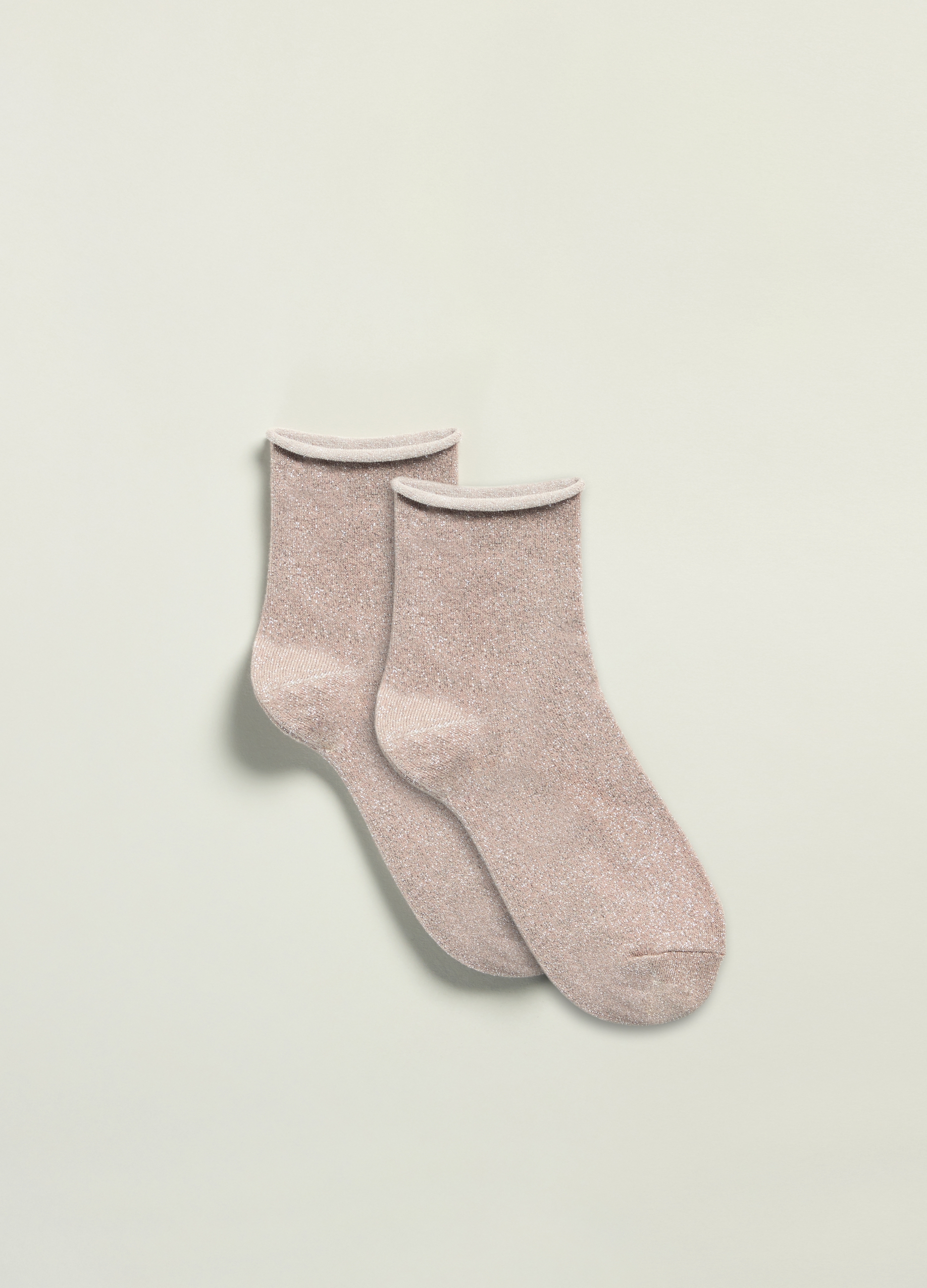 Stefanel - Calzino corto in lurex, Donna, Rosa polveroso, Taglia 39-41