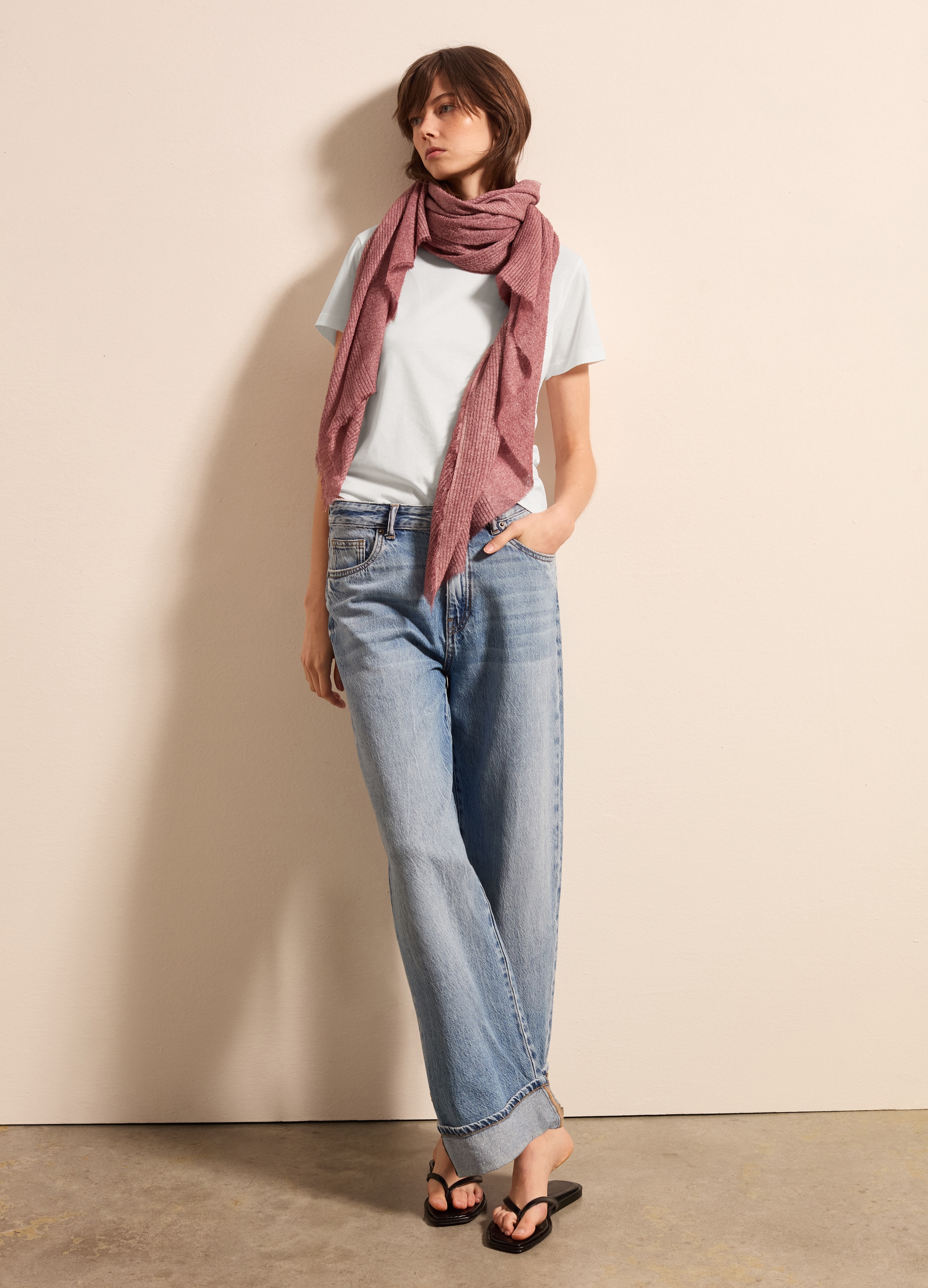 Stefanel - Sciarpa sfrangiata, Donna, Rosa scuro, Taglia ONE SIZE