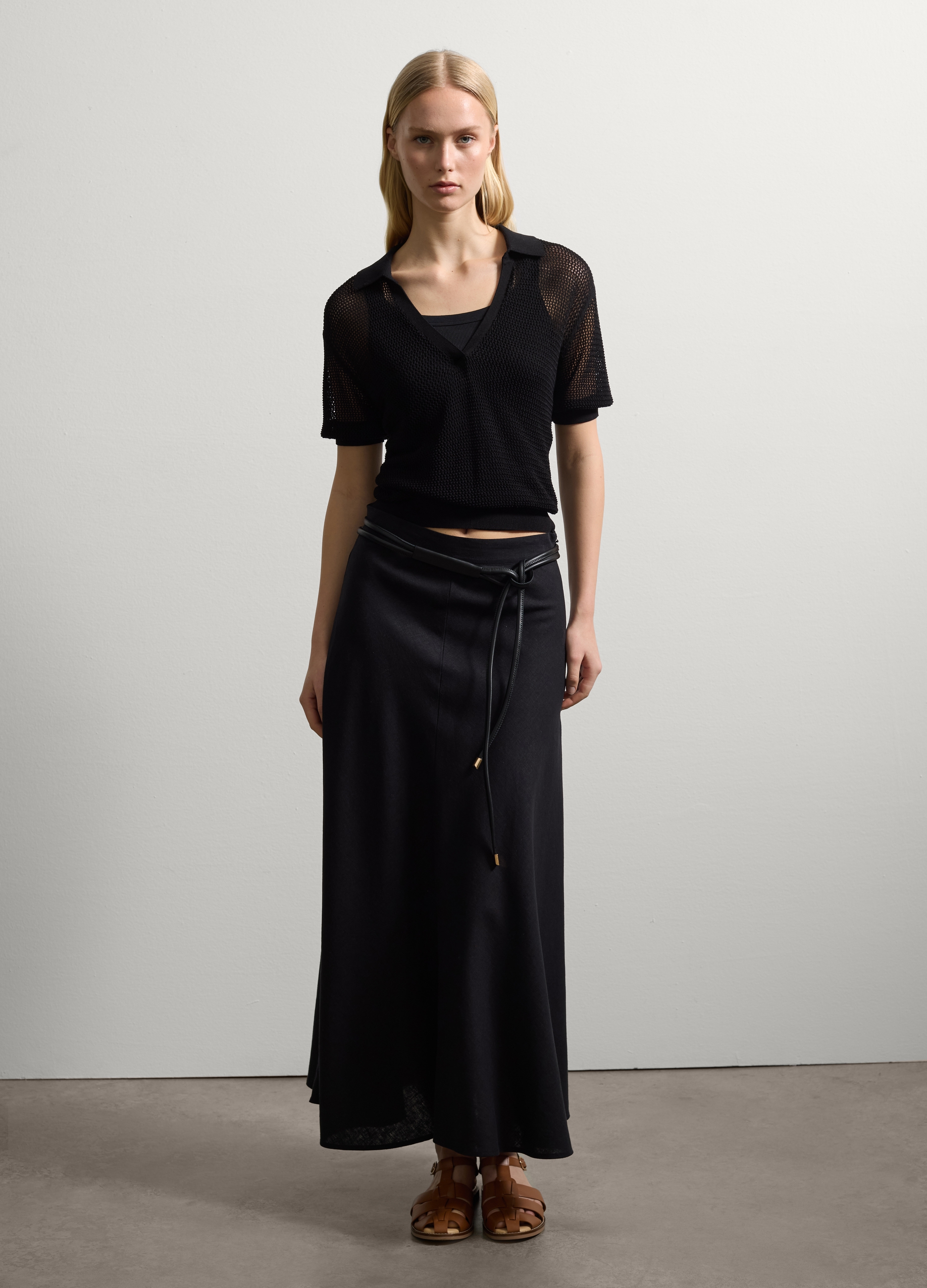 Stefanel - Gonna lunga a ruota, Donna, Nero, Taglia XS