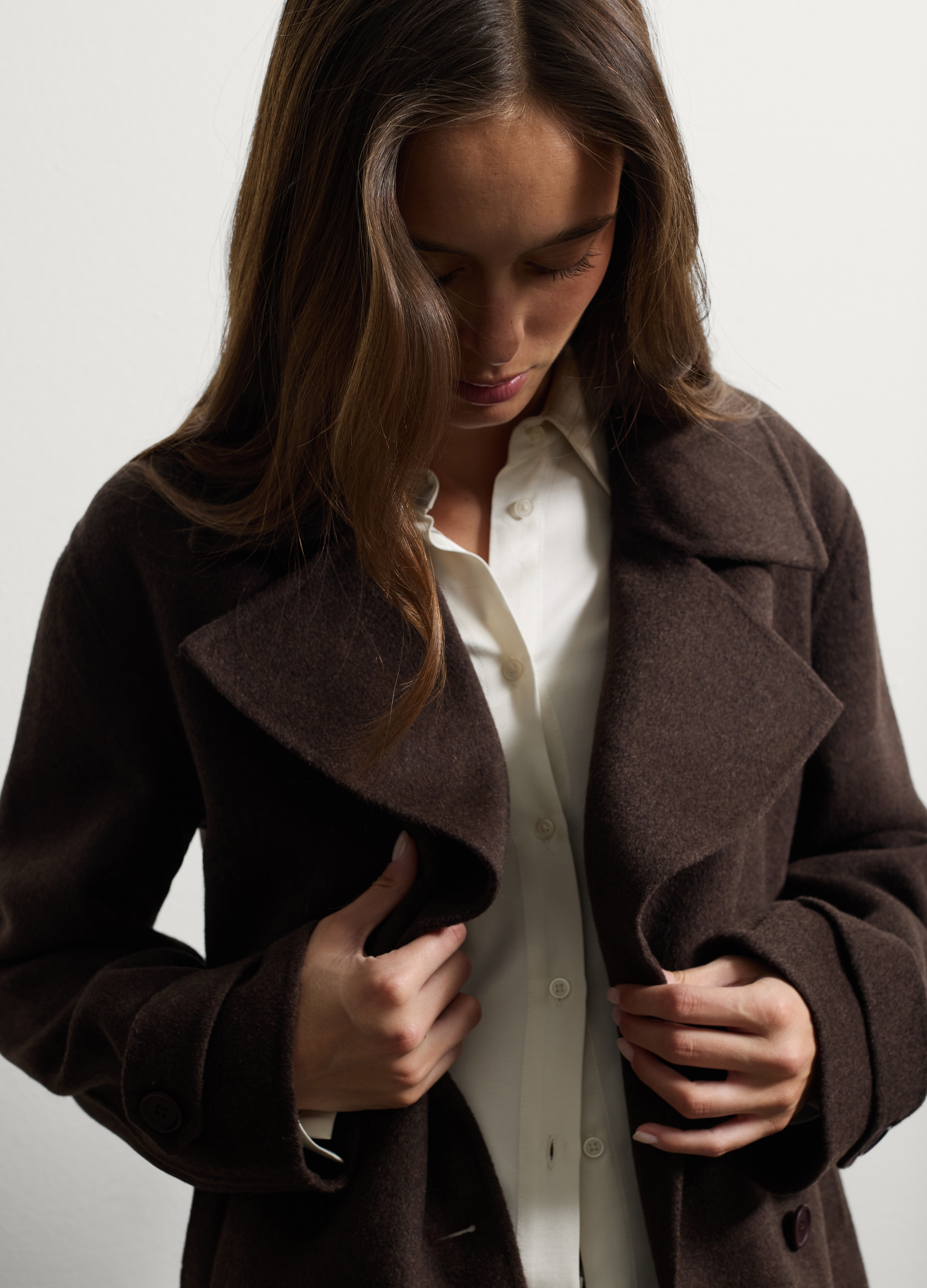 Stefanel - Cappotto in misto lana marrone regular fit, Donna, Marrone scuro, Taglia XS