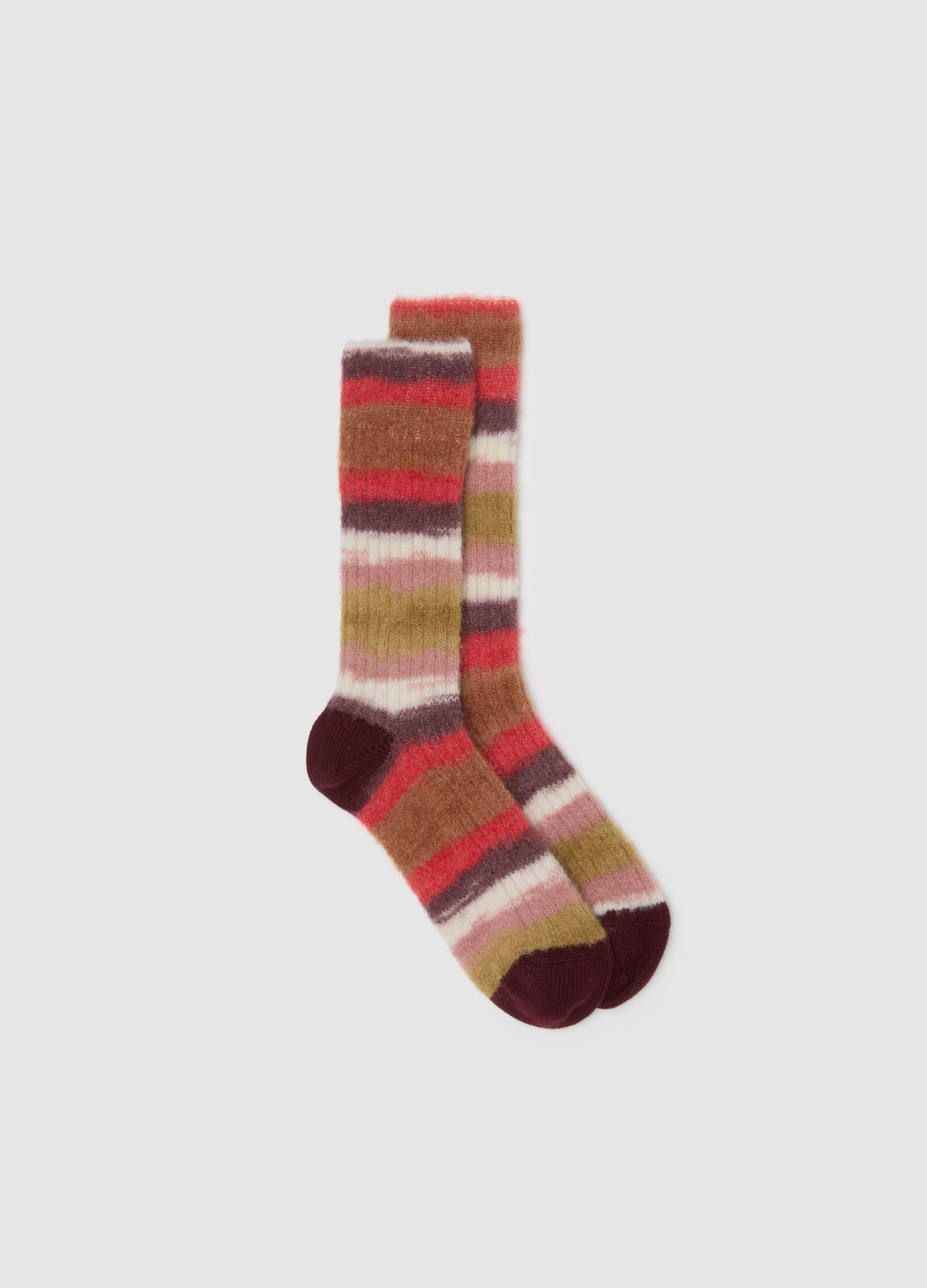 Stefanel - Calzini in mohair e alpaca multicolor, Donna, Bianco/Arancione, Taglia ONE SIZE