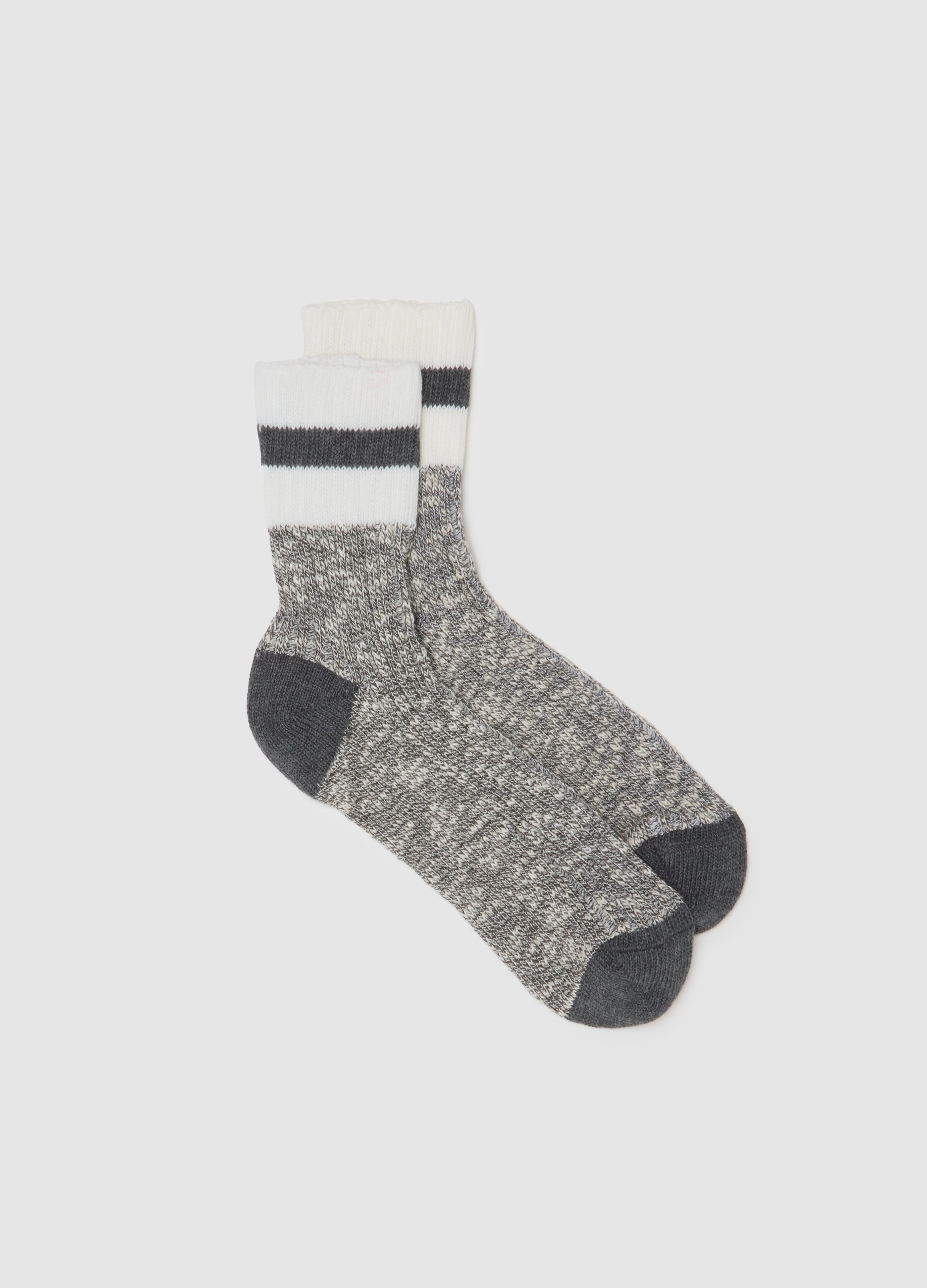 Stefanel - Calzini in misto cotone multicolor elasticizzati, Donna, Bianco/Grigio, Taglia ONE SIZE