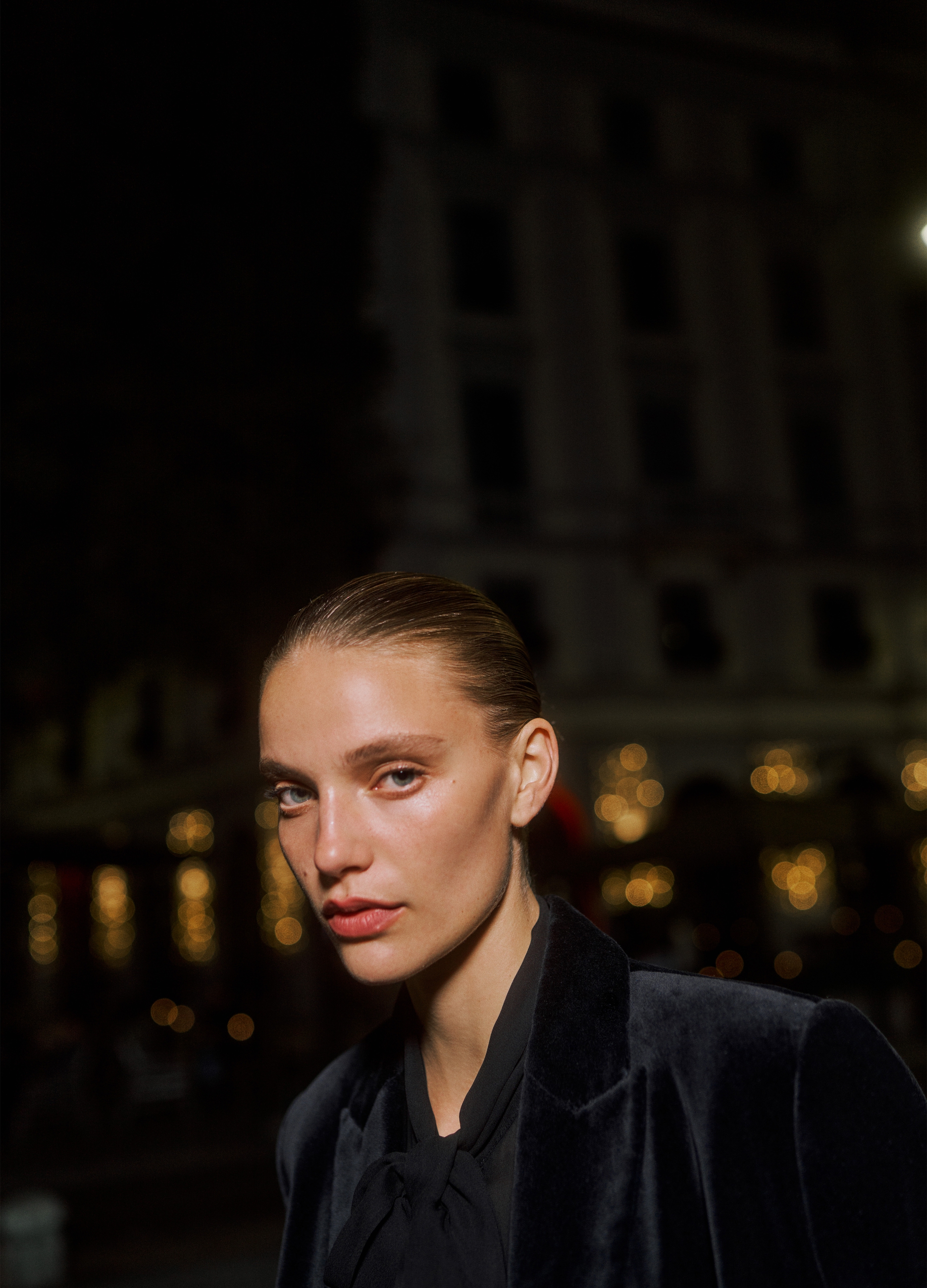 Stefanel - Blusa in georgette con foulard, Donna, Nero, Taglia XS