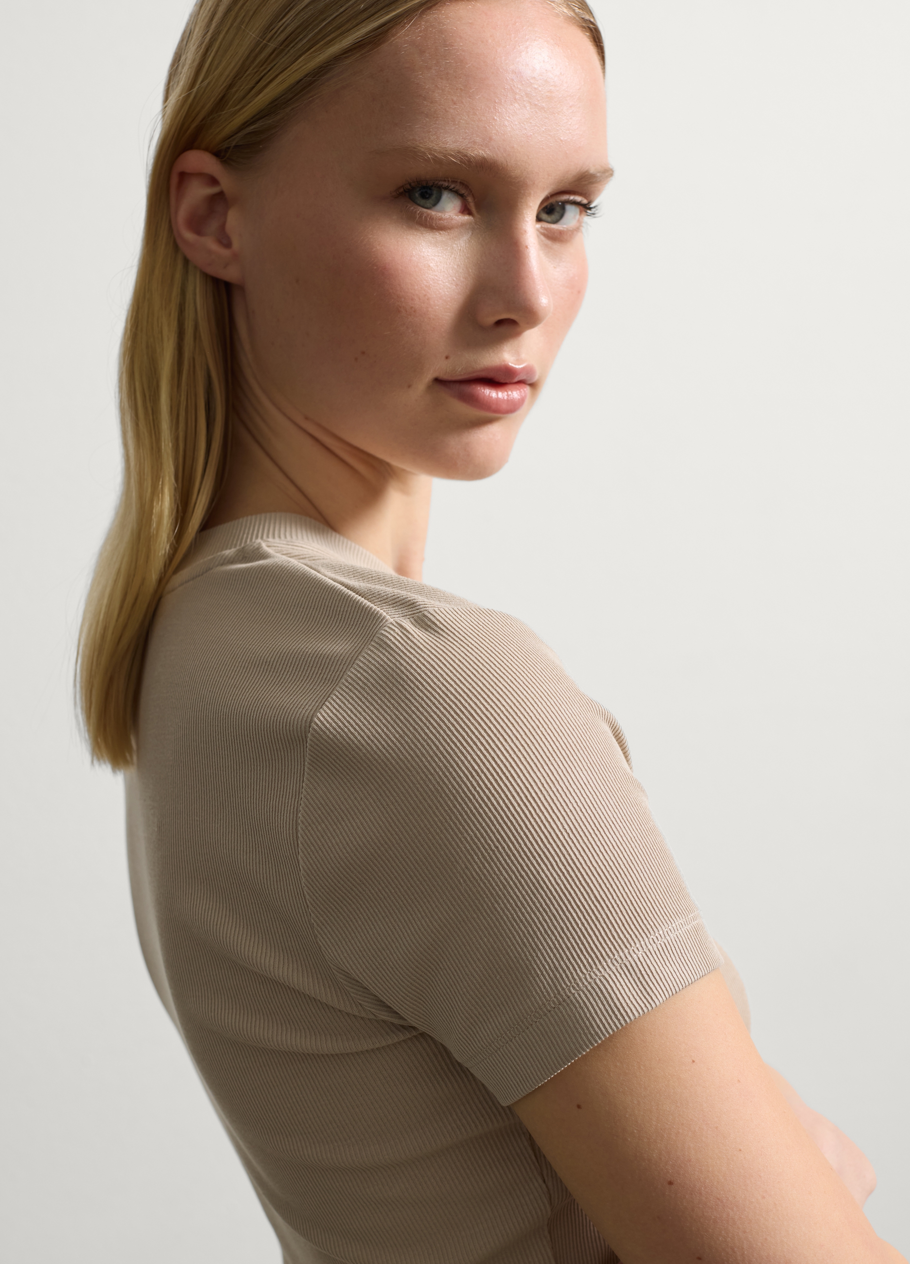Stefanel - T-shirt a costine, Donna, Naturale, Taglia XS