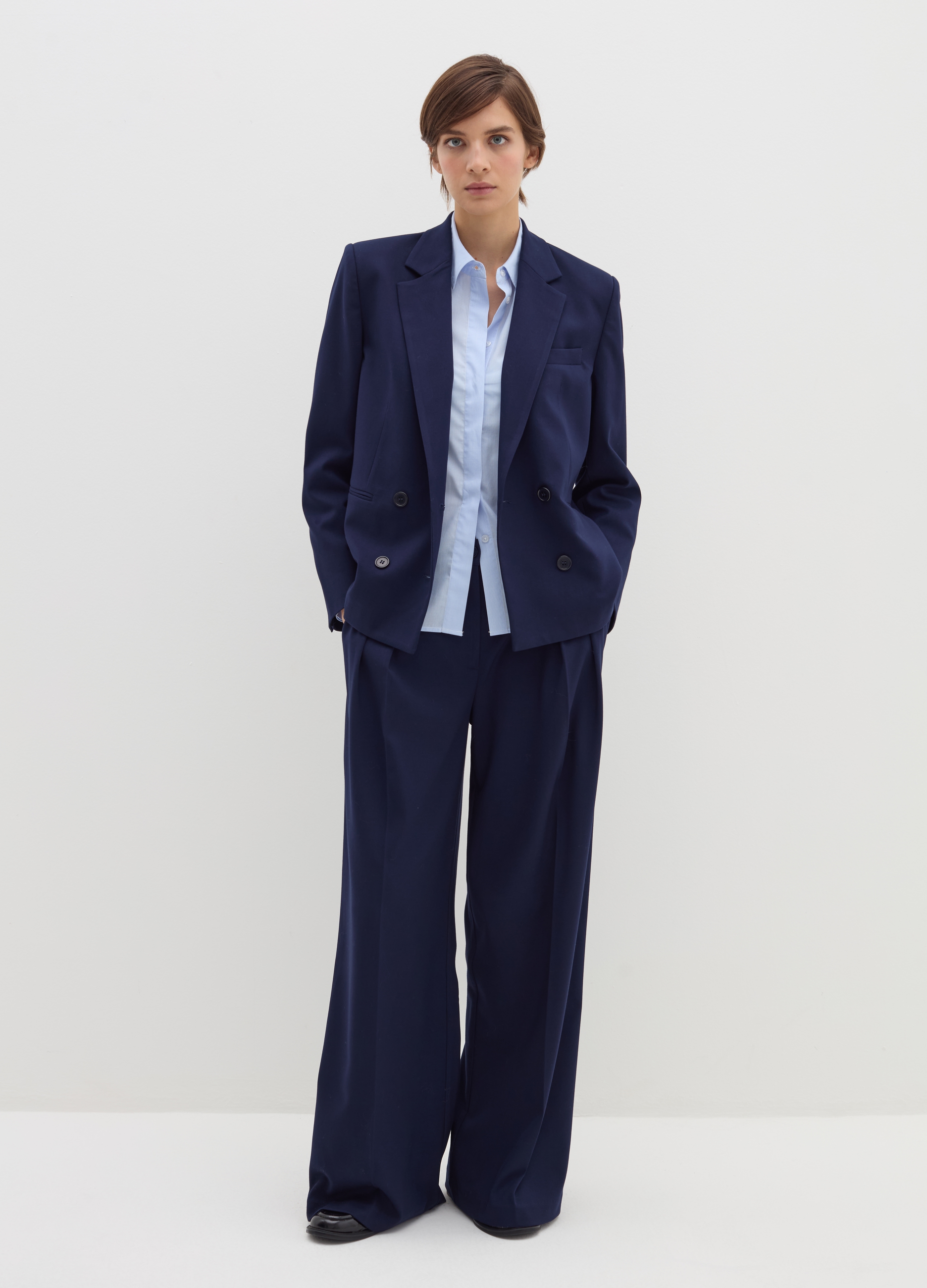 Stefanel - Pantalone loose fit con pinces, Donna, Blu navy, Taglia 38