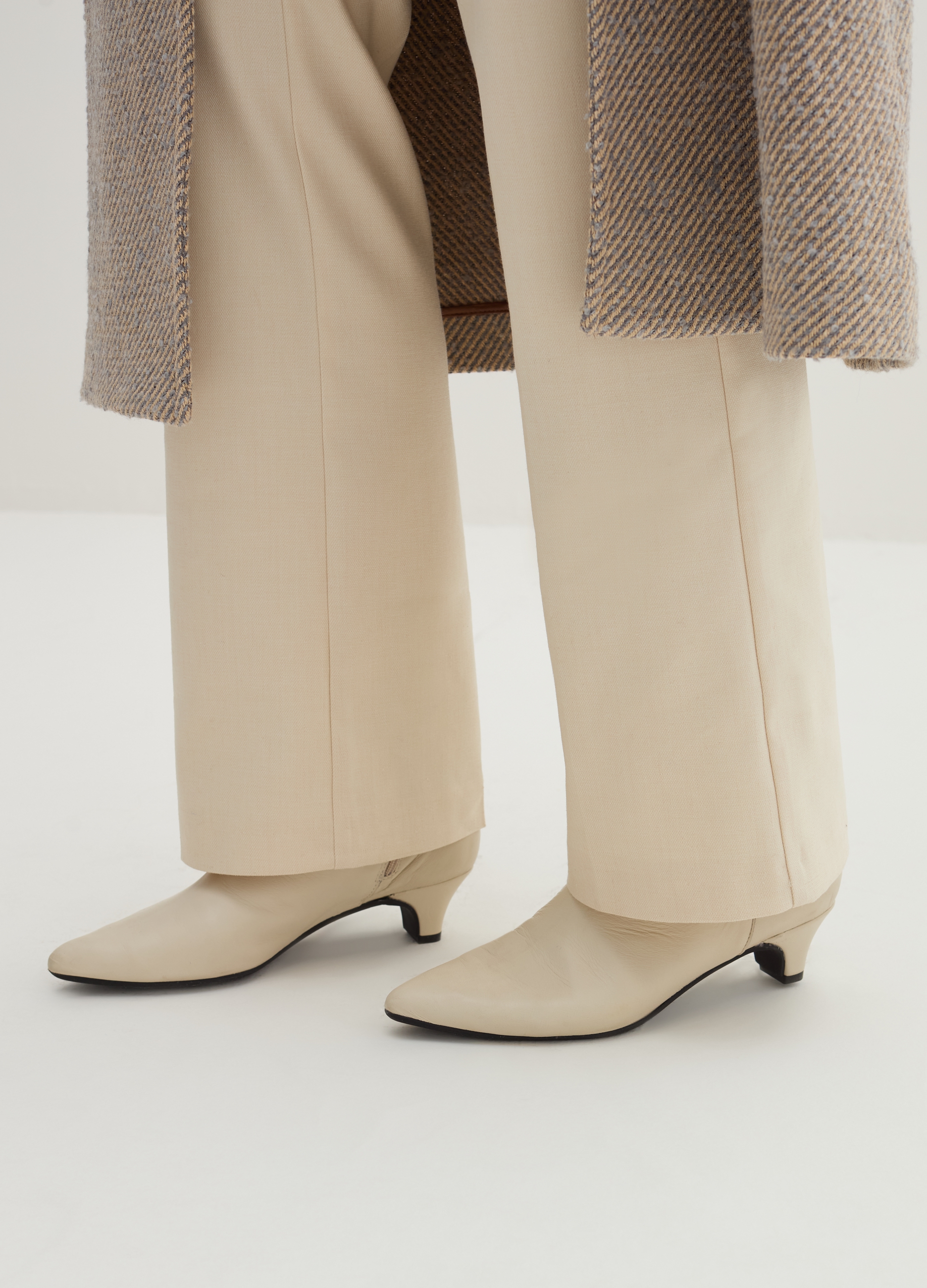 Stefanel - Stivaletti alla caviglia in pelle, Donna, Crema, Taglia 40