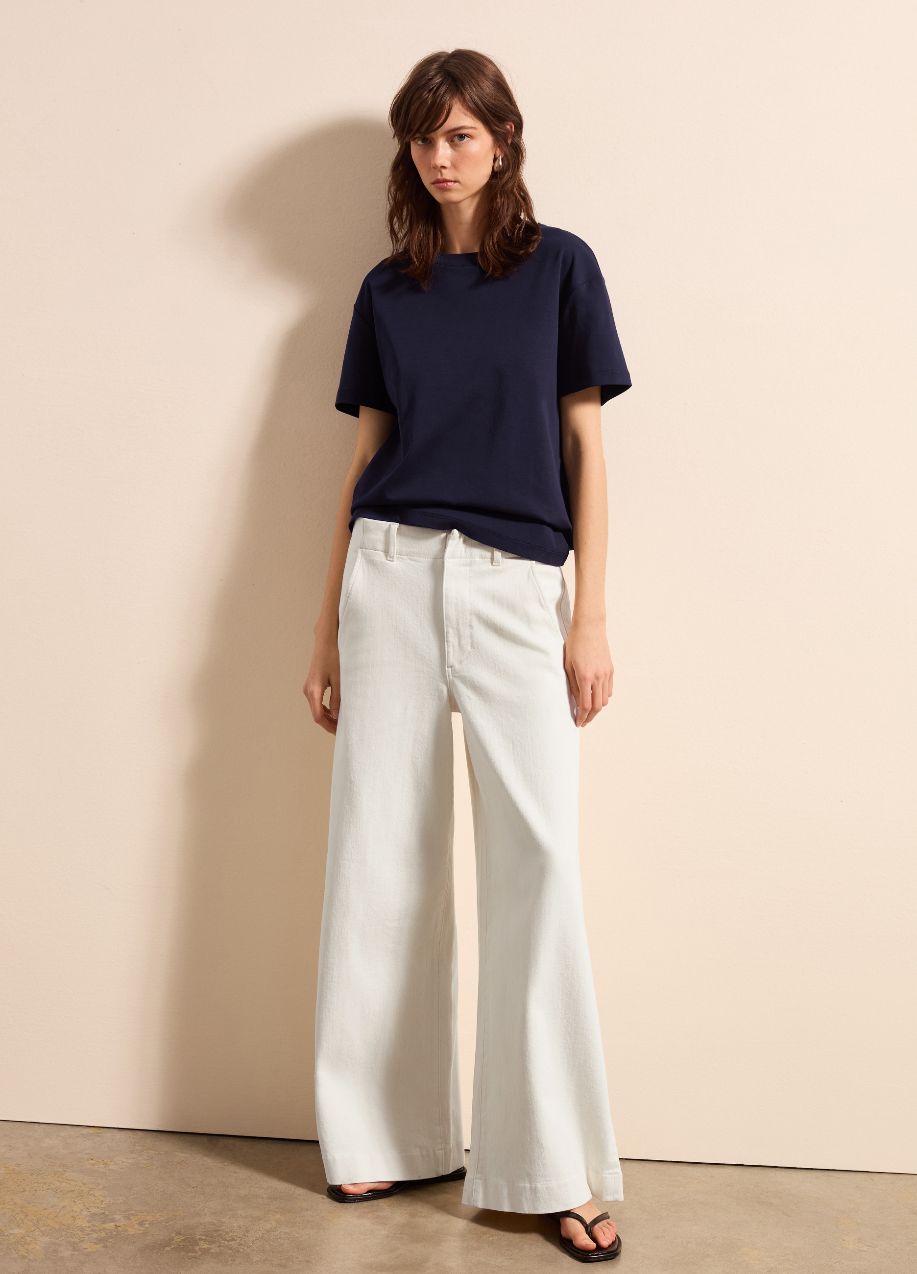 Stefanel - T-shirt boxy fit tinta unita, Donna, Blu scuro, Taglia XS